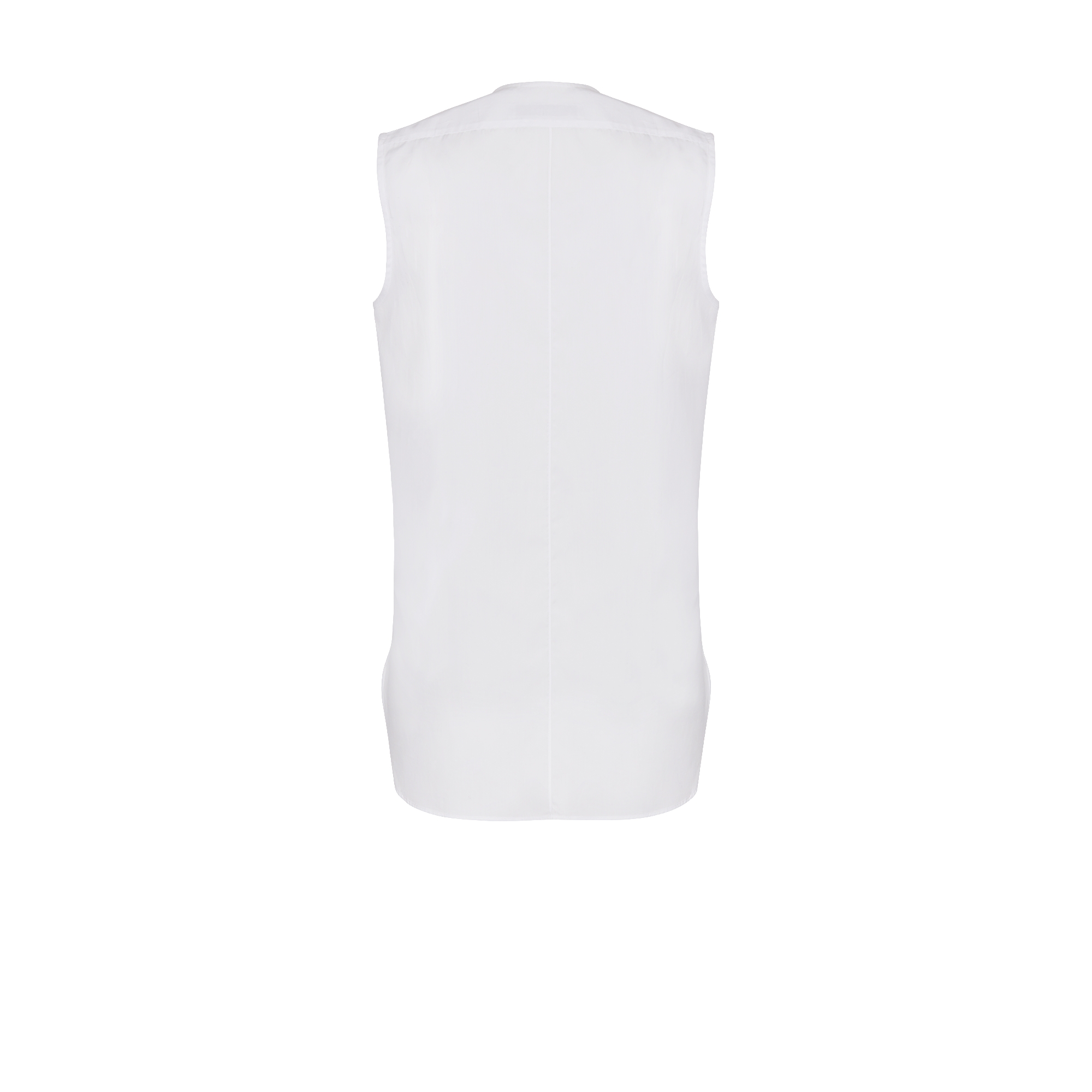 无袖衬衫 白色棉府绸搭配胸饰 E08