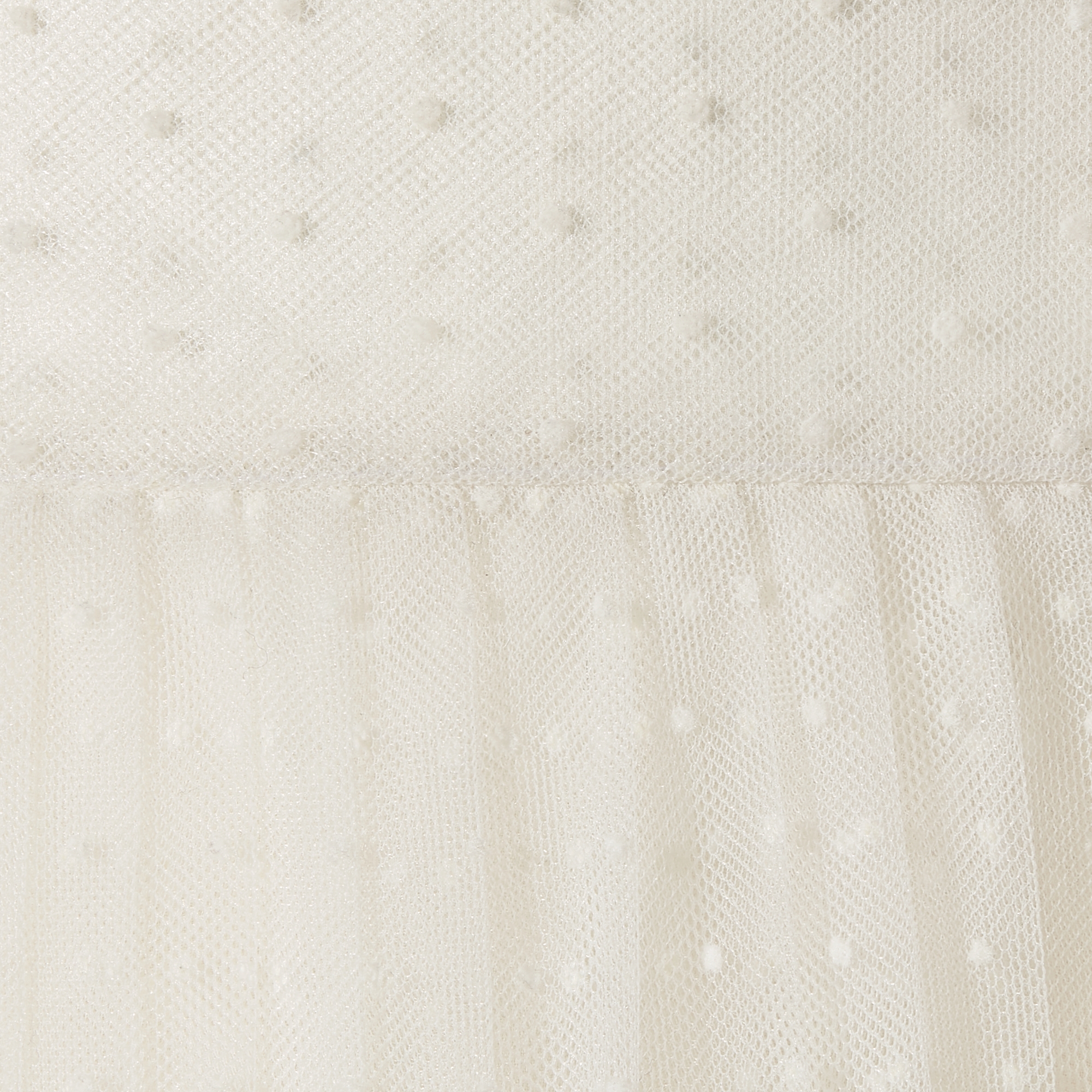 中长百褶裙 米白色小花薄洋纱 E09