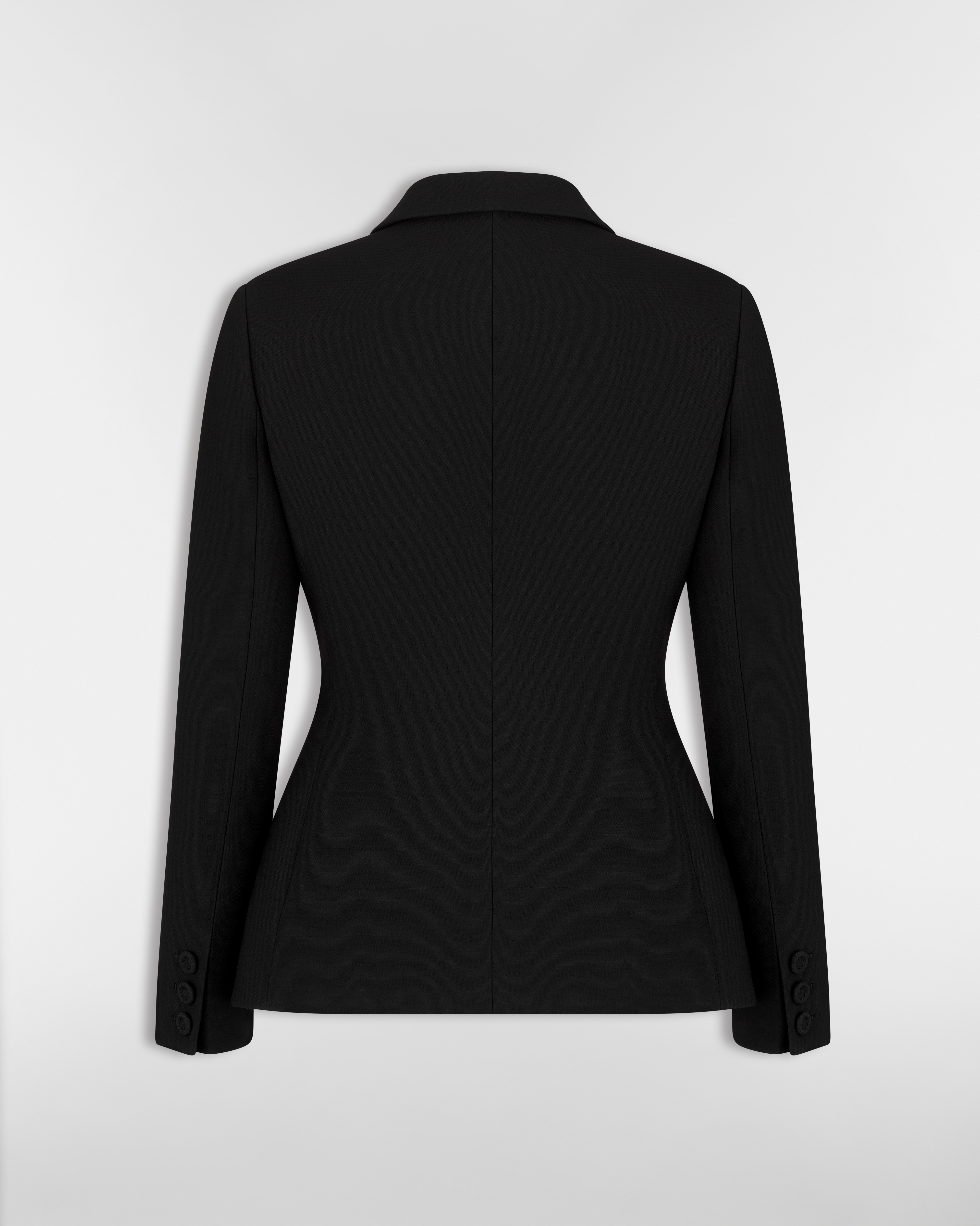 30 Montaigne 单排扣经典西装外套 黑色绵羊毛混纺面料 E08