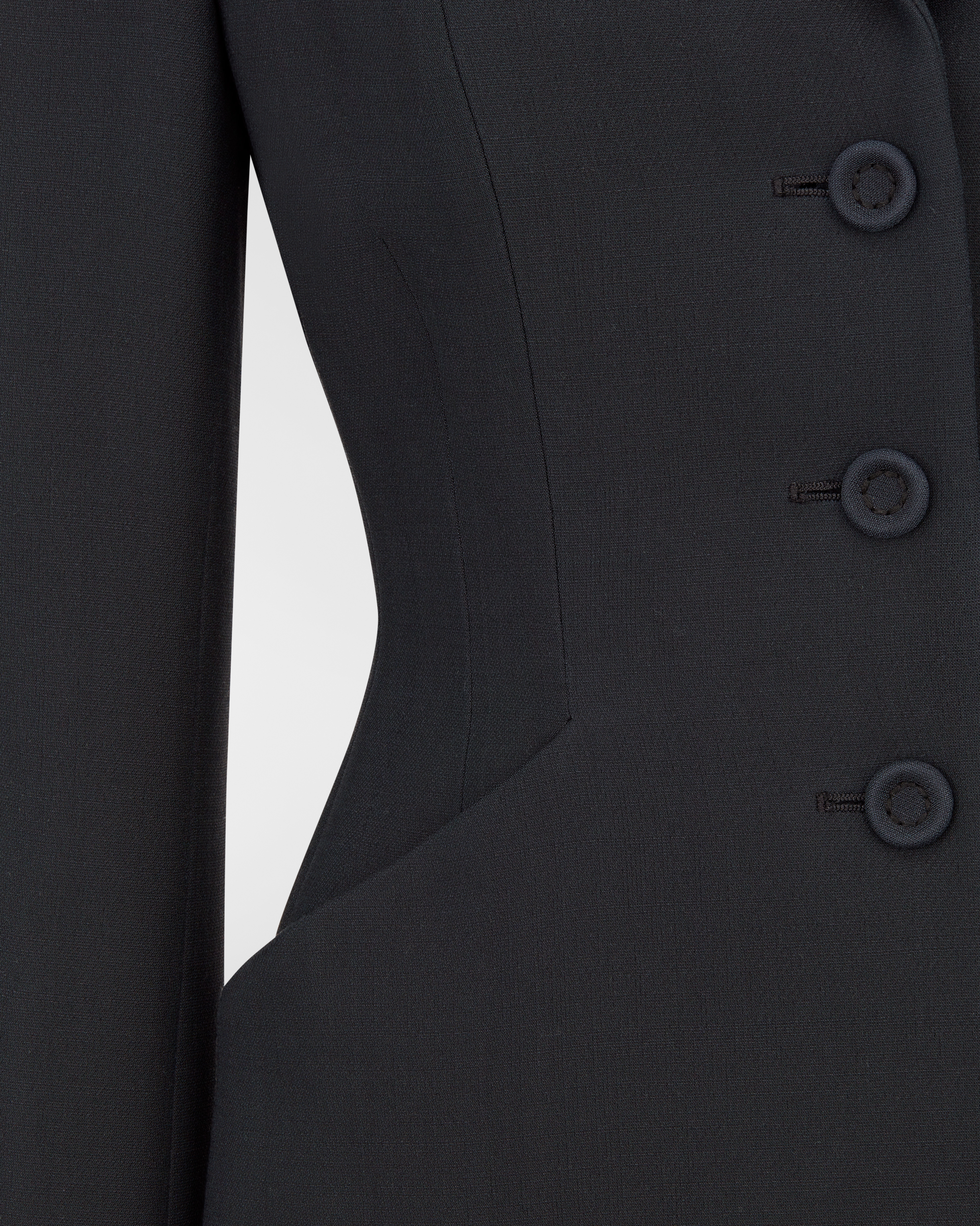 30 Montaigne 单排扣经典西装外套 黑色绵羊毛混纺面料 E09