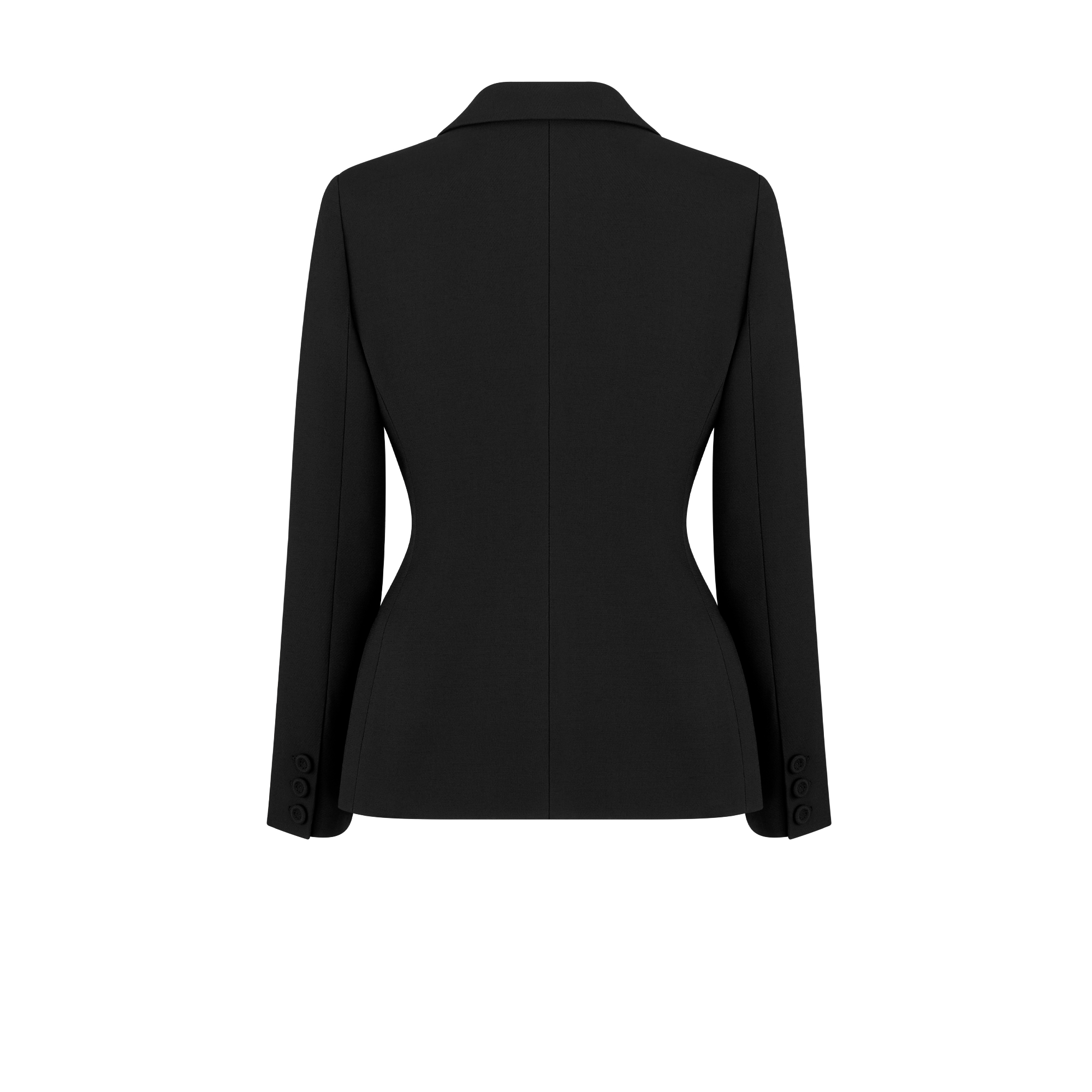 30 Montaigne 双排扣经典西装外套 黑色绵羊毛和桑蚕丝混纺面料 E08