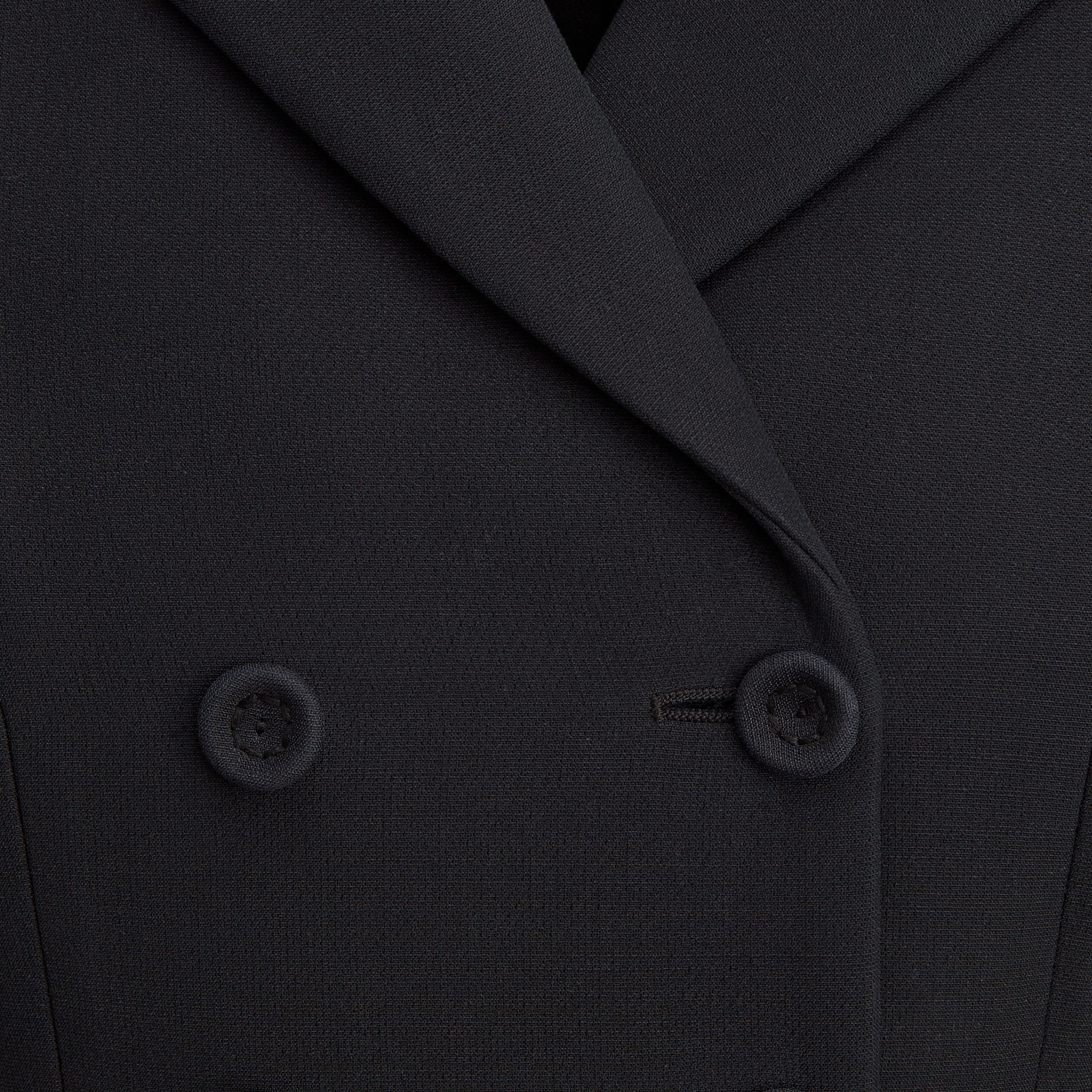 30 Montaigne 双排扣经典西装外套 黑色绵羊毛和桑蚕丝混纺面料 E09