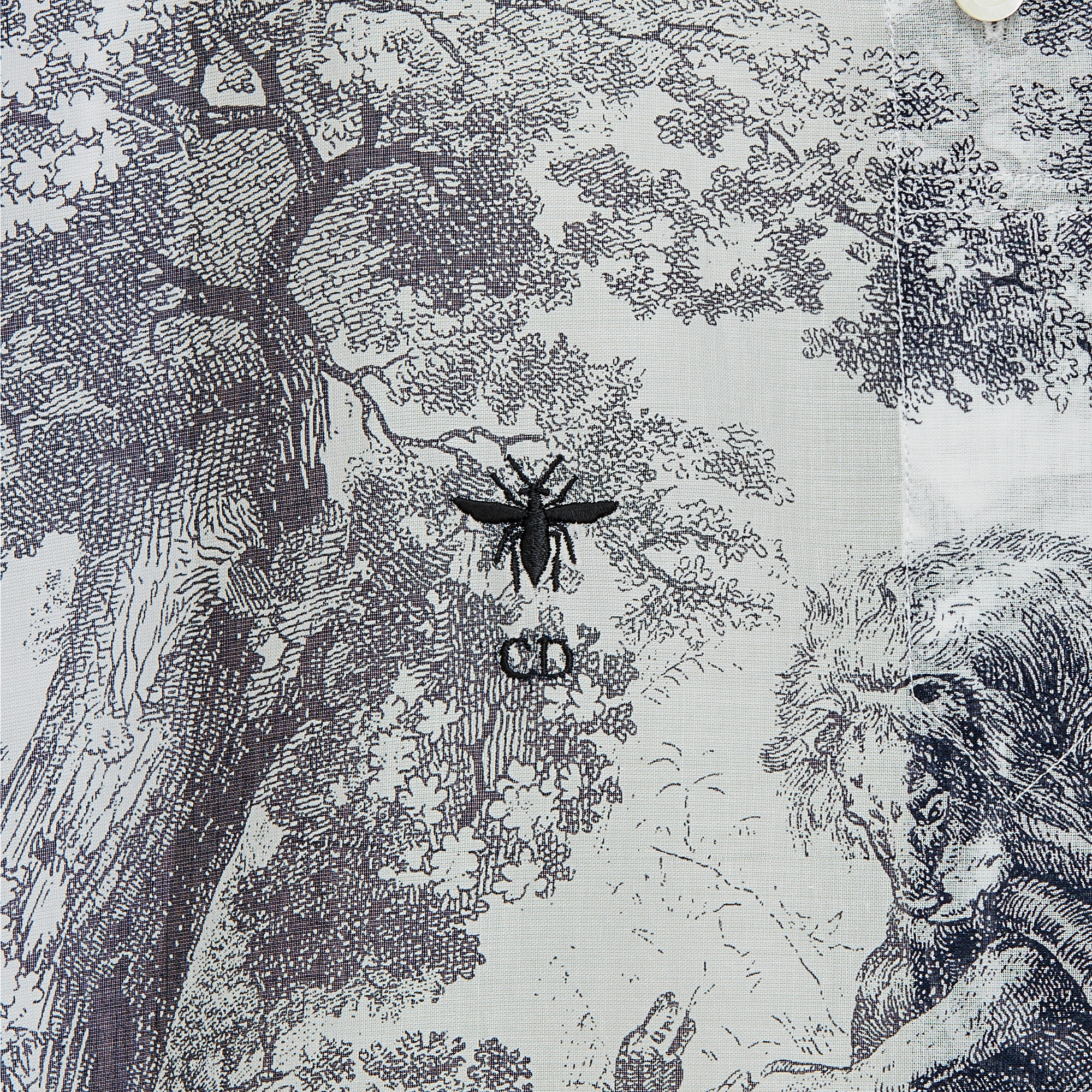 长款衬衫 白色茹伊印花棉质薄纱 E09