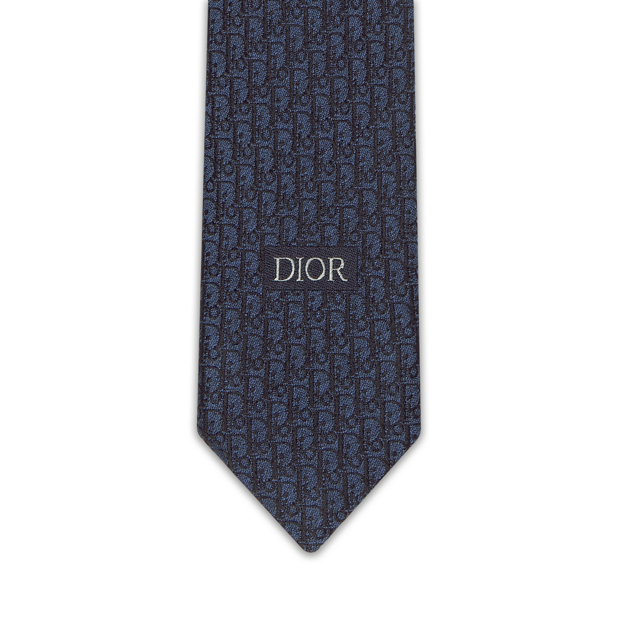 Dior 印花领带 蓝色和黑色桑蚕丝 Oblique 印花 E09