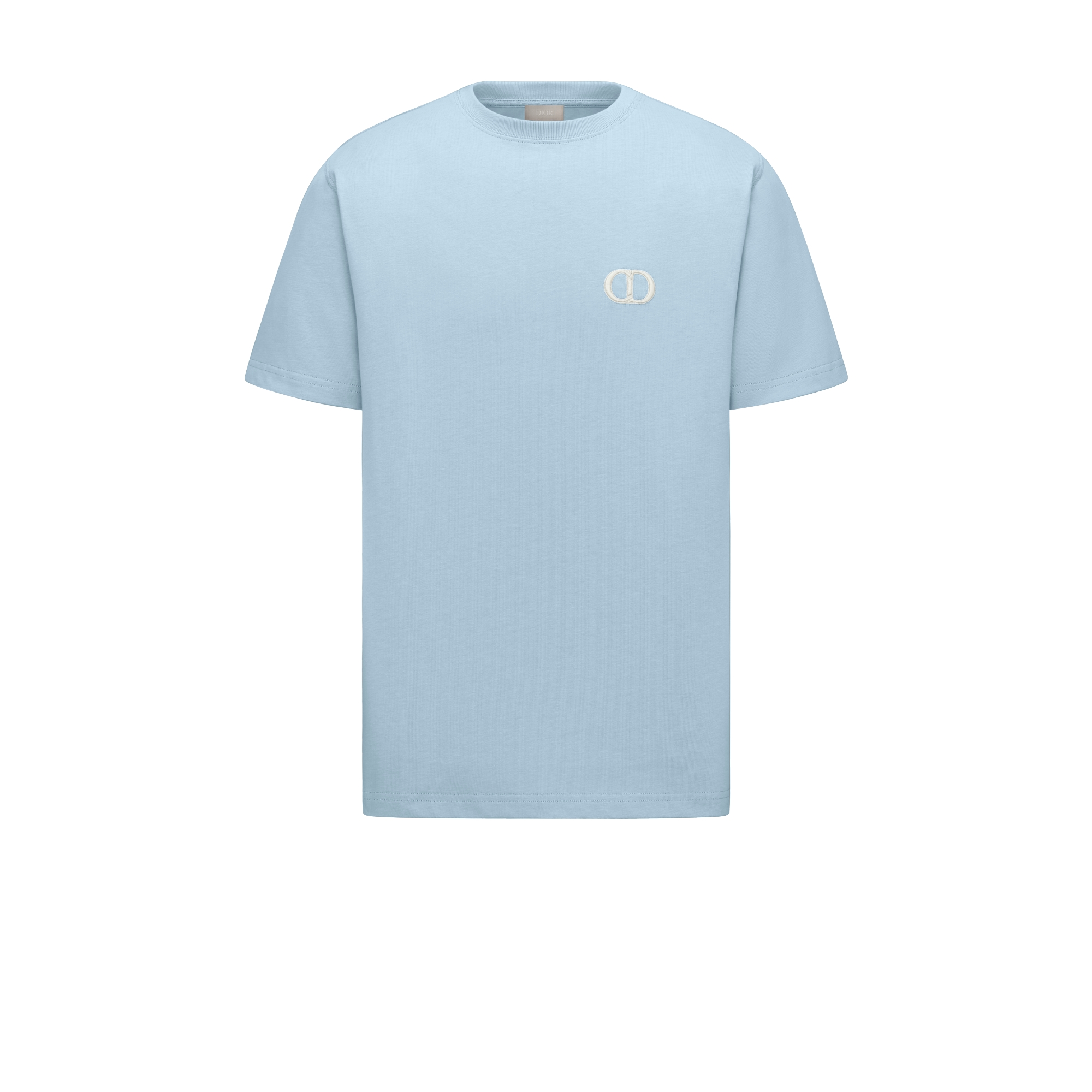 宽松版型 T 恤 蓝色棉质平纹针织面料 CD Icon 刺绣 E01