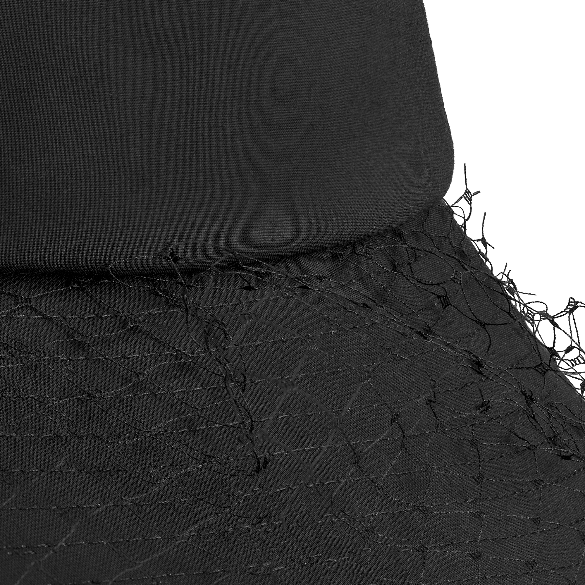 Teddy-D 宽檐桶帽 黑色棉质混纺面料搭配薄纱 E09