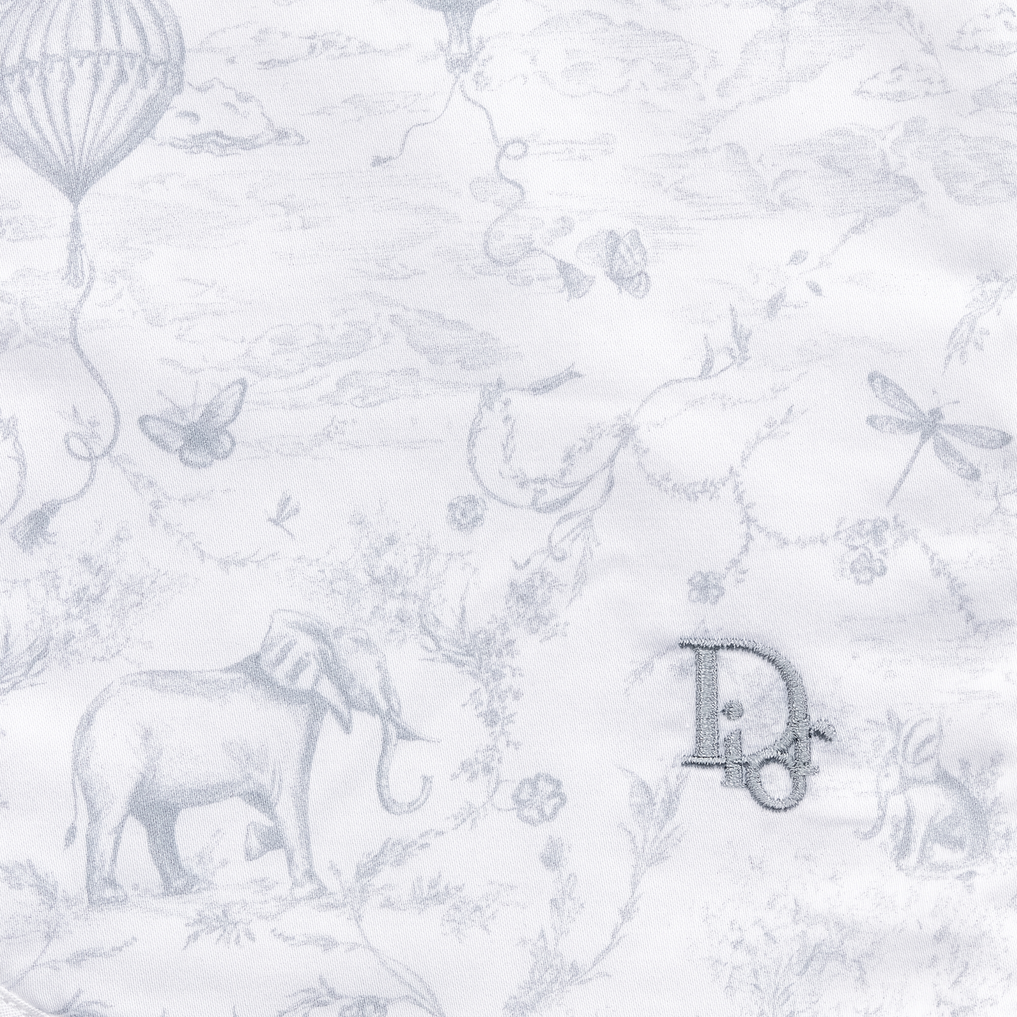 婴儿连帽浴袍 白色棉质混纺府绸面料和毛圈针织面料灰色茹伊印花 E09