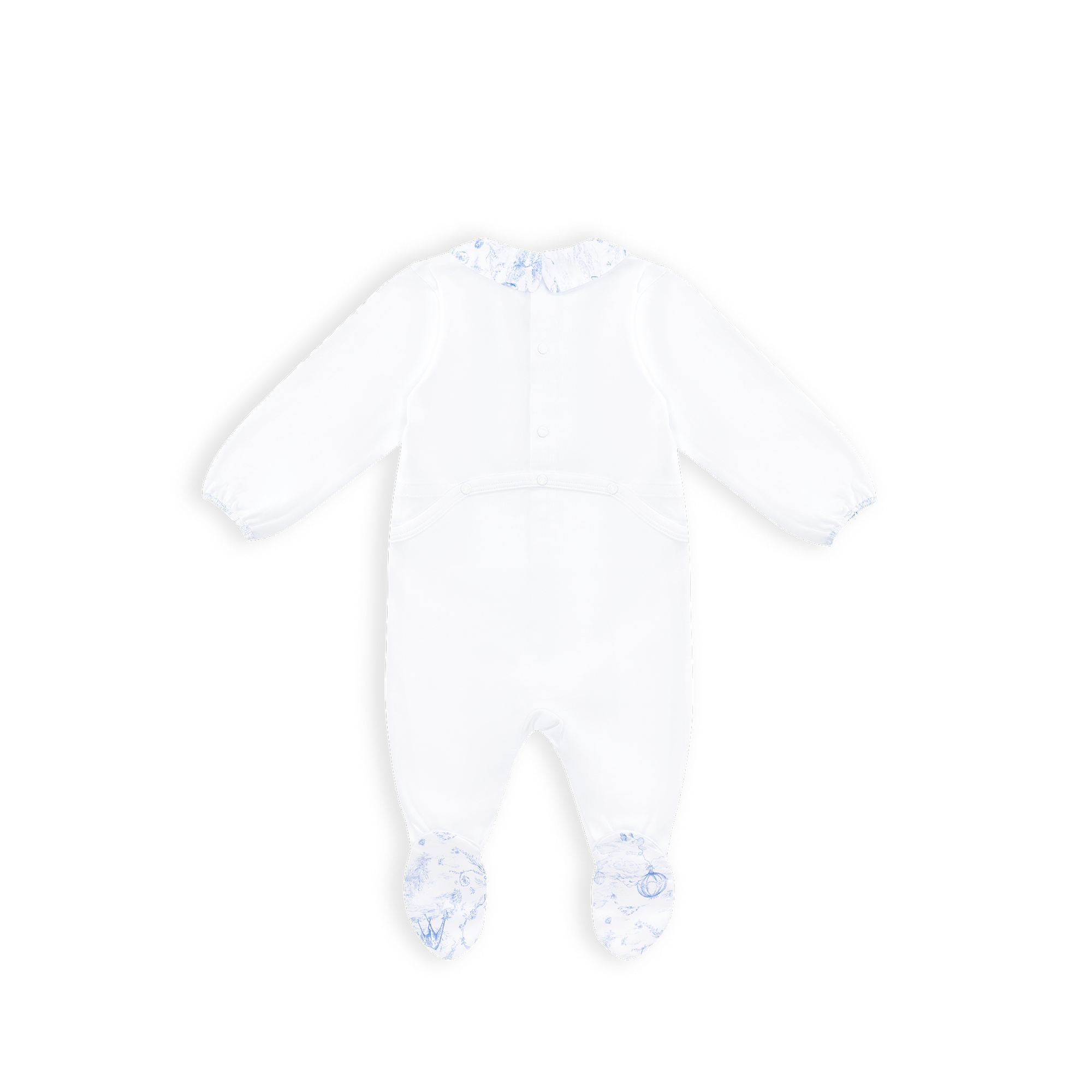 新生儿礼品套装 白色棉质双面布和缎面面料搭配淡蓝色茹伊印花 E03