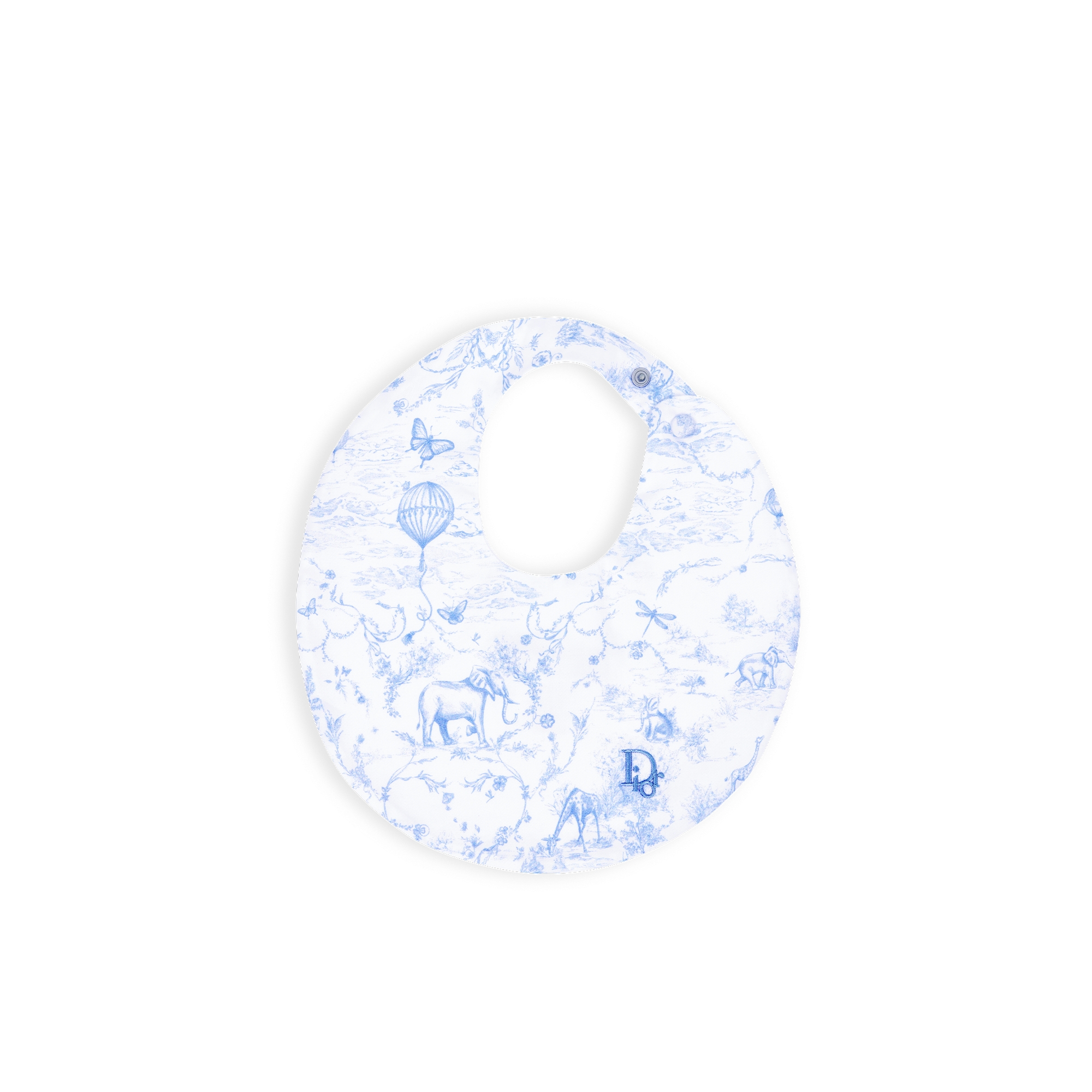 新生儿礼品套装 白色棉质双面布和缎面面料搭配淡蓝色茹伊印花 E06