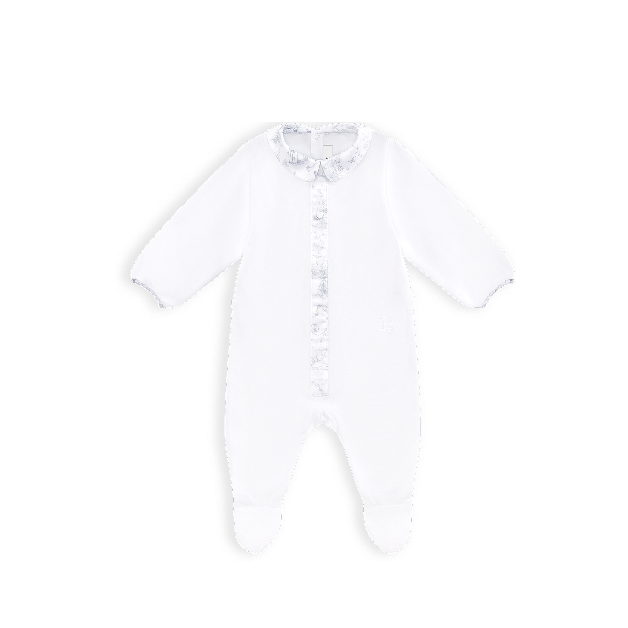 新生儿礼品套装 白色棉质双面布和缎面灰色茹伊印花 E02