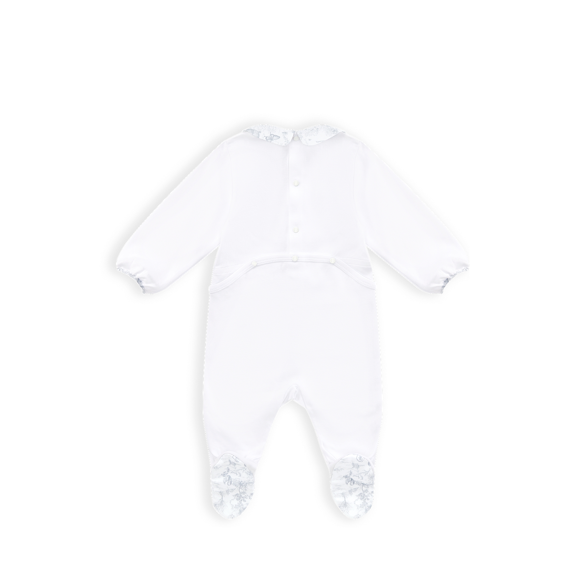 新生儿礼品套装 白色棉质双面布和缎面灰色茹伊印花 E03