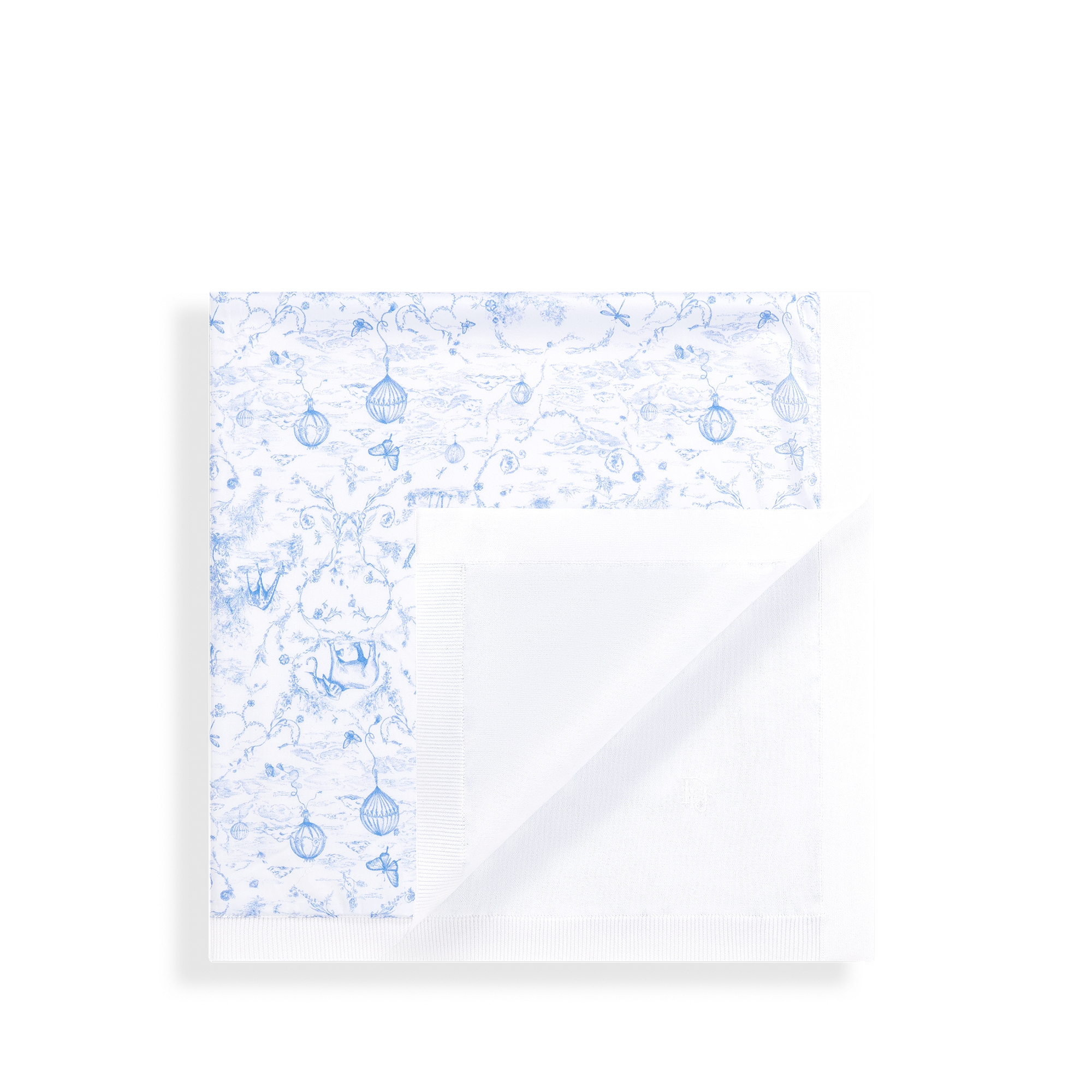 婴儿毯 白色棉质混纺针织面料淡蓝色茹伊印花 E02