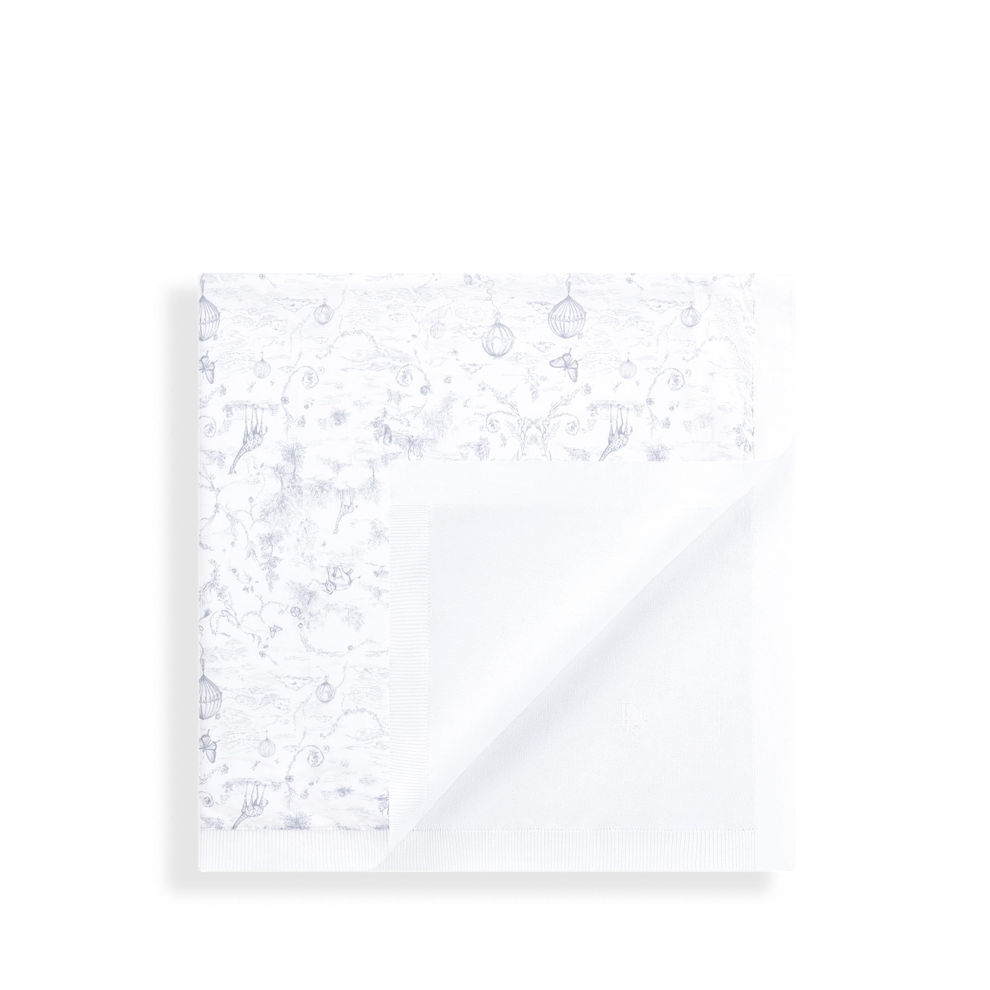 婴儿毯 白色棉质混纺针织面料灰色茹伊印花 E02