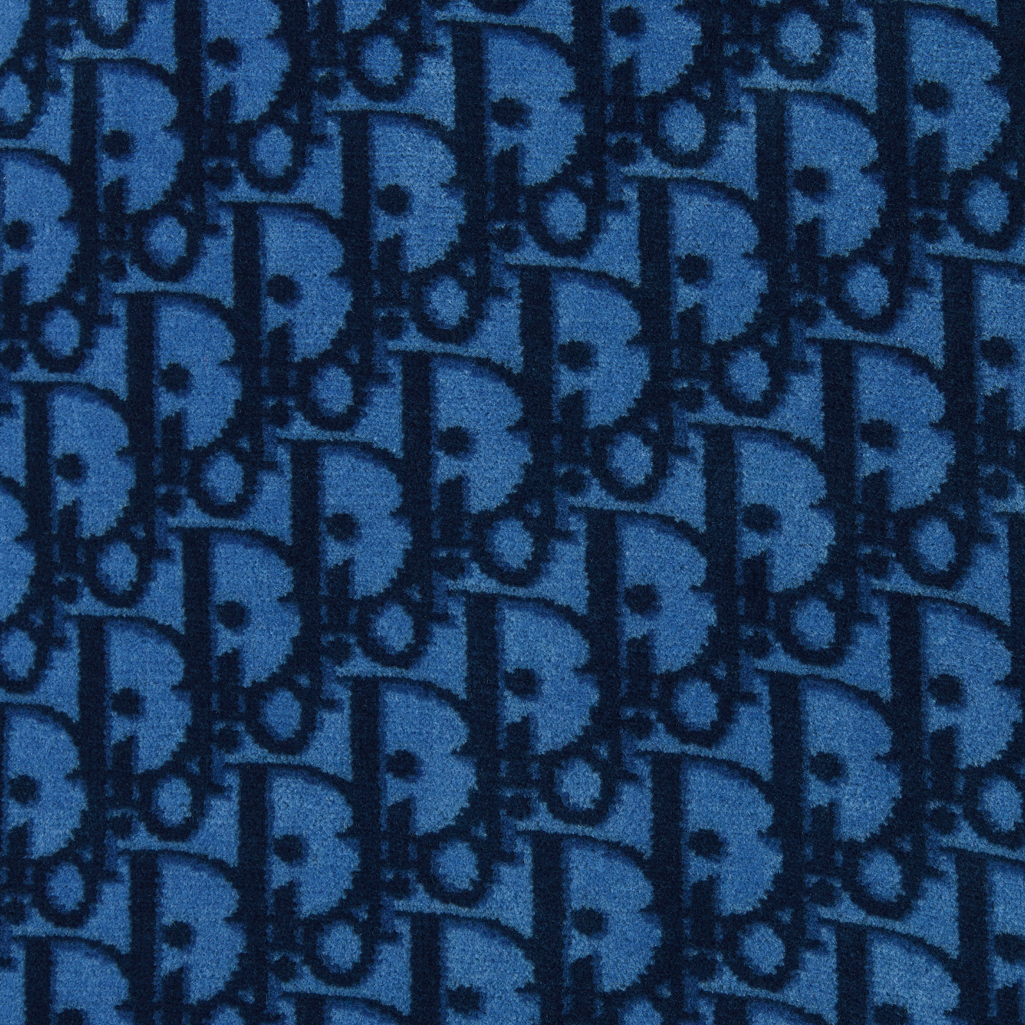 儿童 A 字连衣裙 蓝色天鹅绒平纹针织面料 Oblique 印花 E09