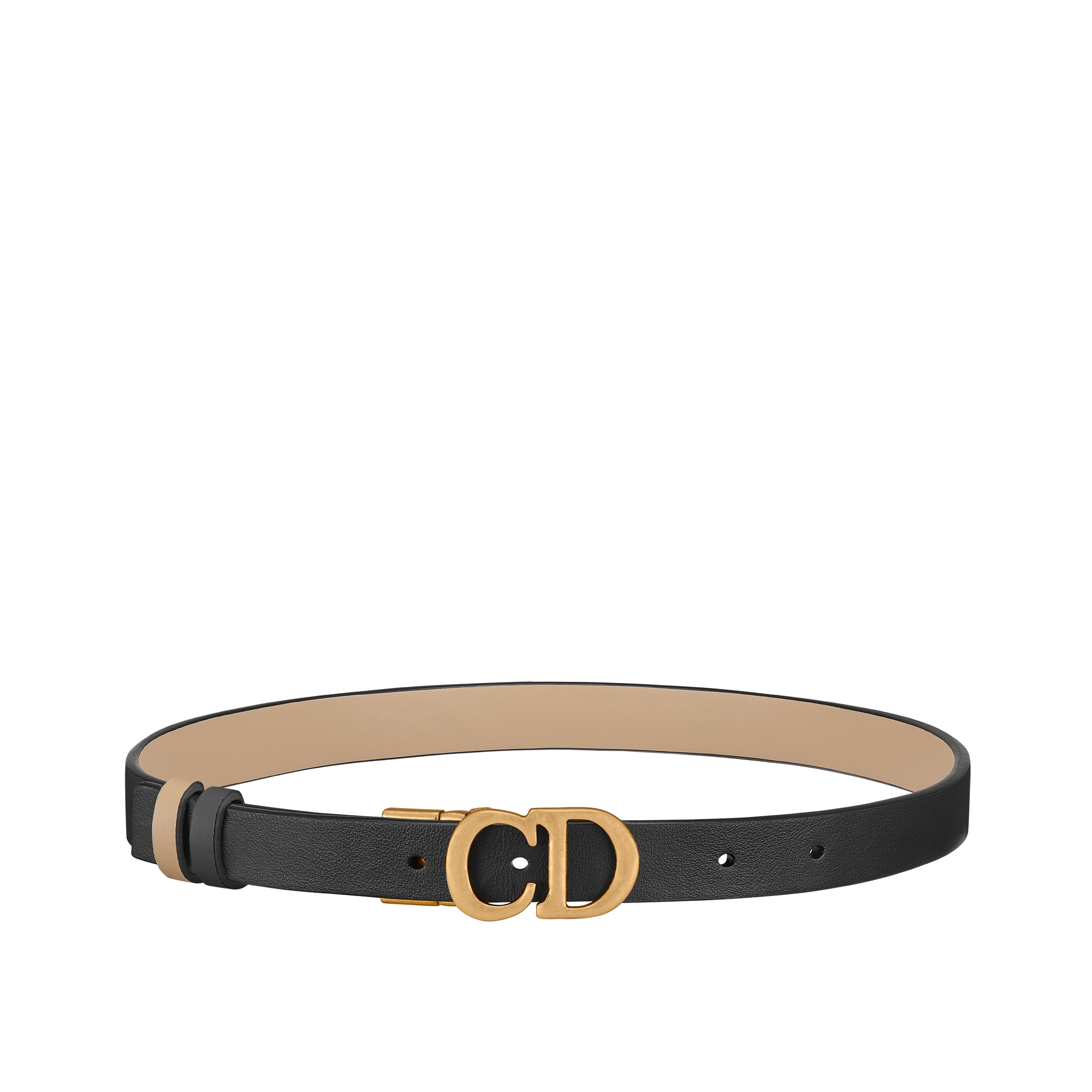  20 毫米黑色和胭脂米色光滑牛皮革