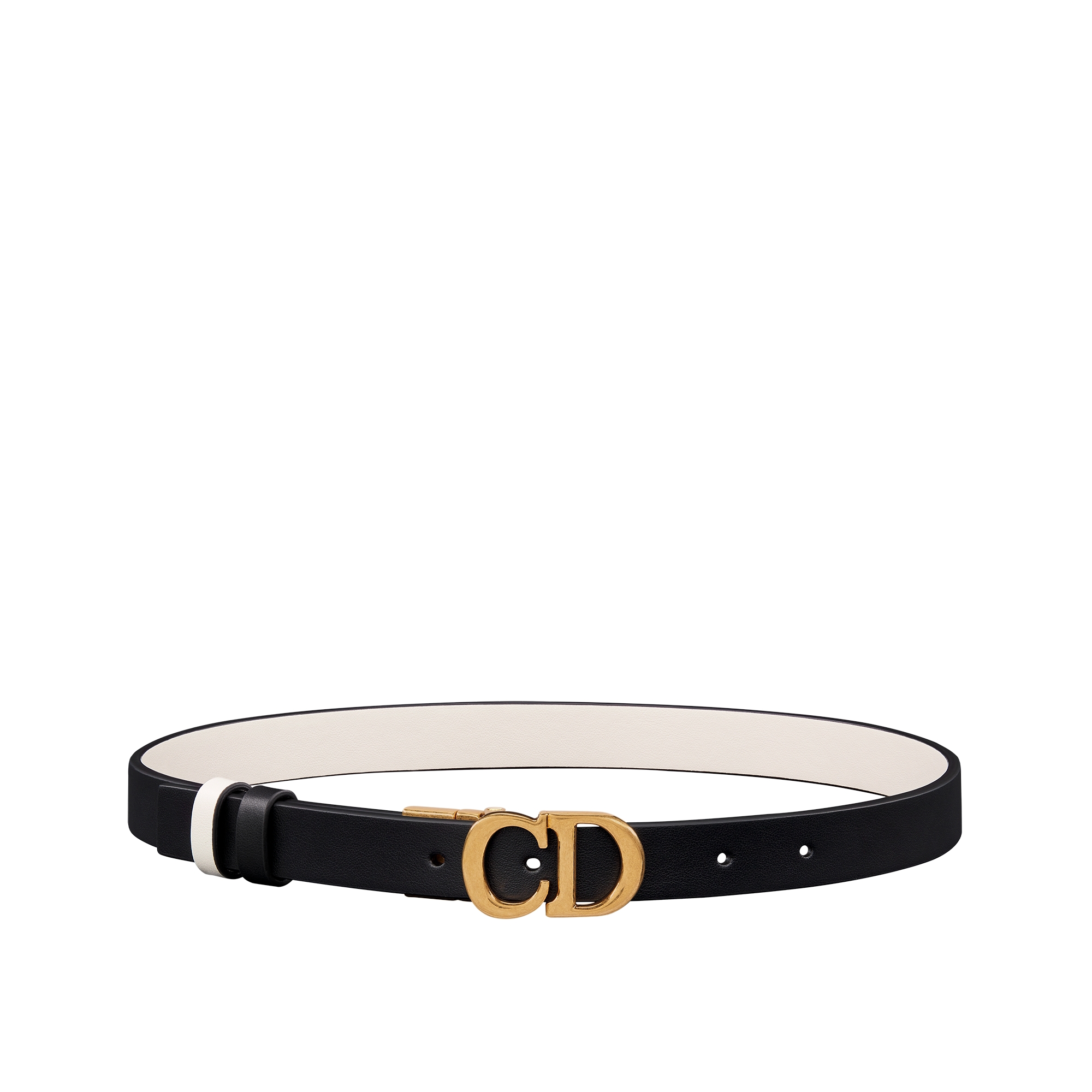  20 毫米黑色和奶白色光滑牛皮革