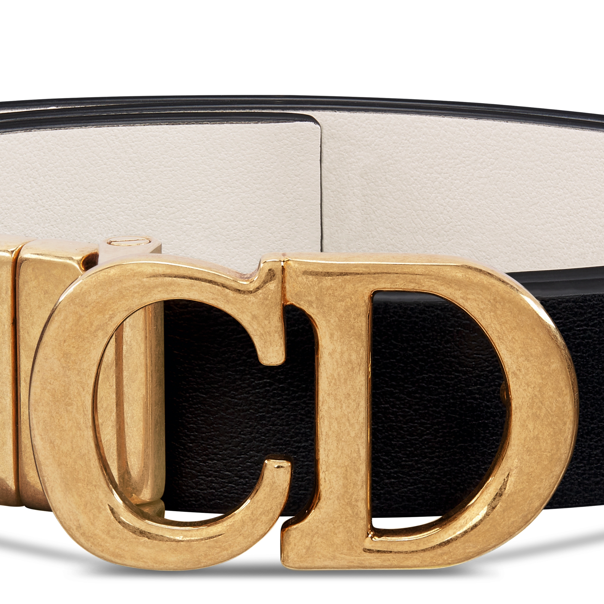 马鞍双面腰带 20 毫米黑色和奶白色光滑牛皮革 E09
