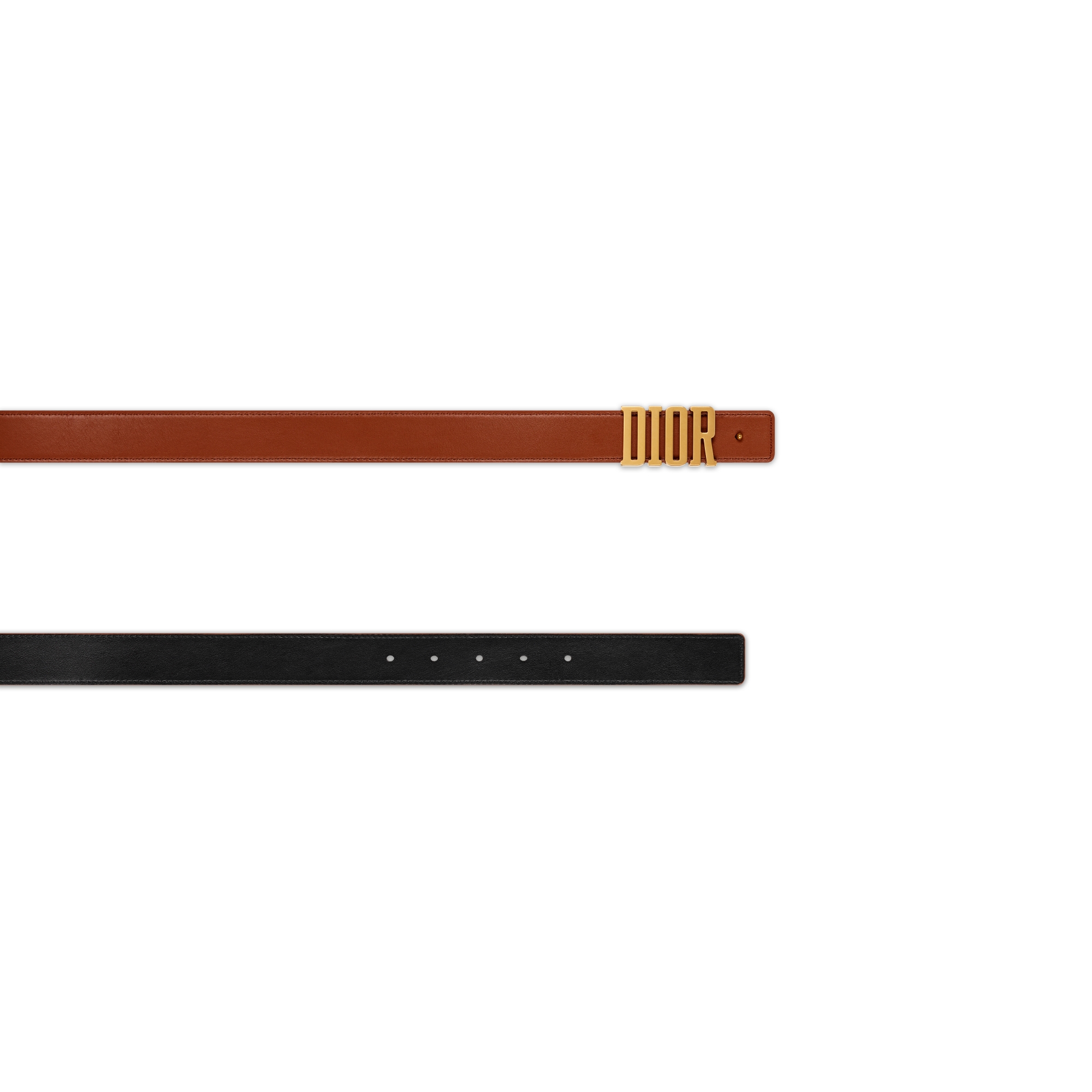 D-Fence 双面腰带 30 毫米马鞍金色和黑色光滑牛皮革 E06