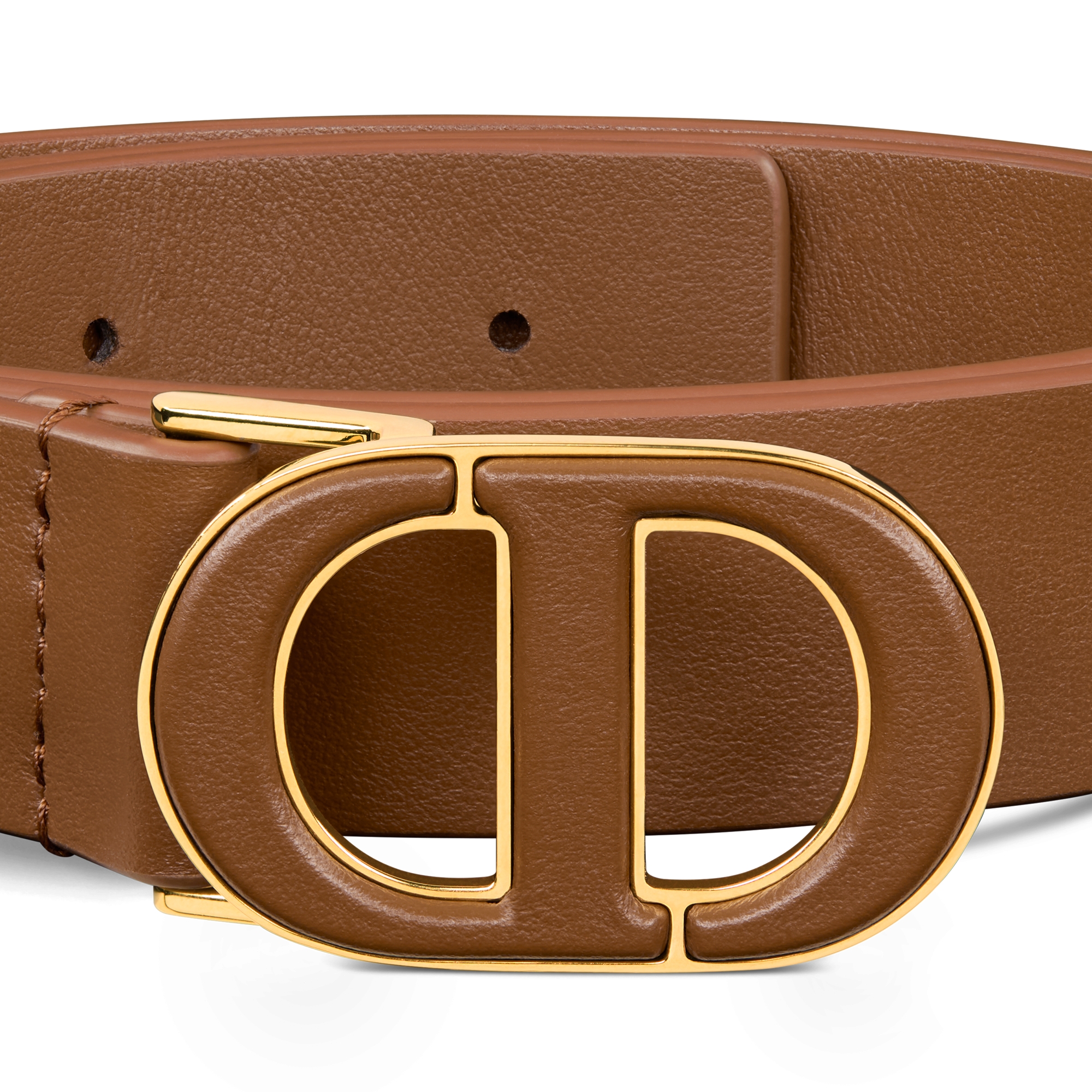 30 Montaigne 腰带 25 毫米棕色光滑牛皮革 E09