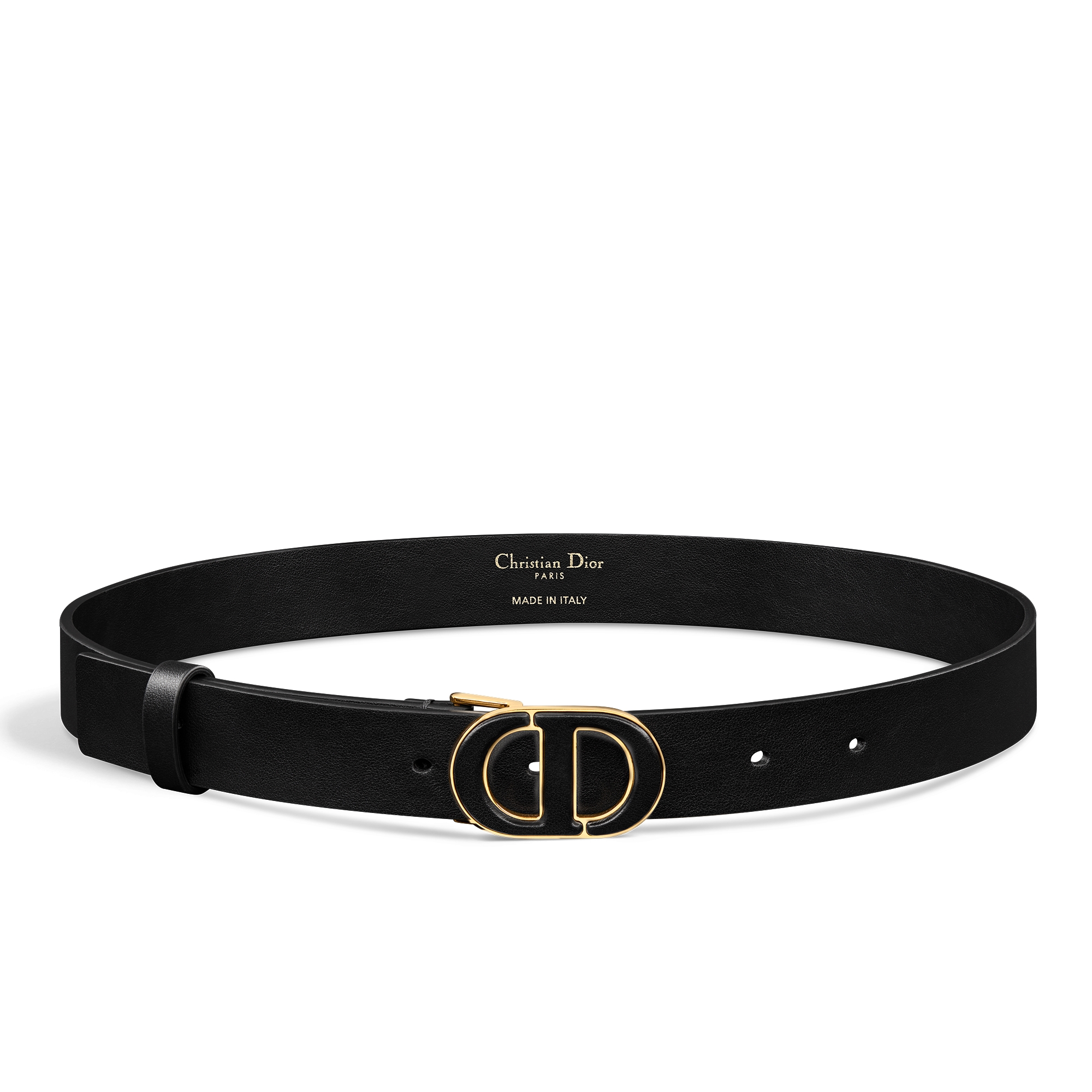 30 Montaigne 腰带 25 毫米黑色光滑牛皮革 E01