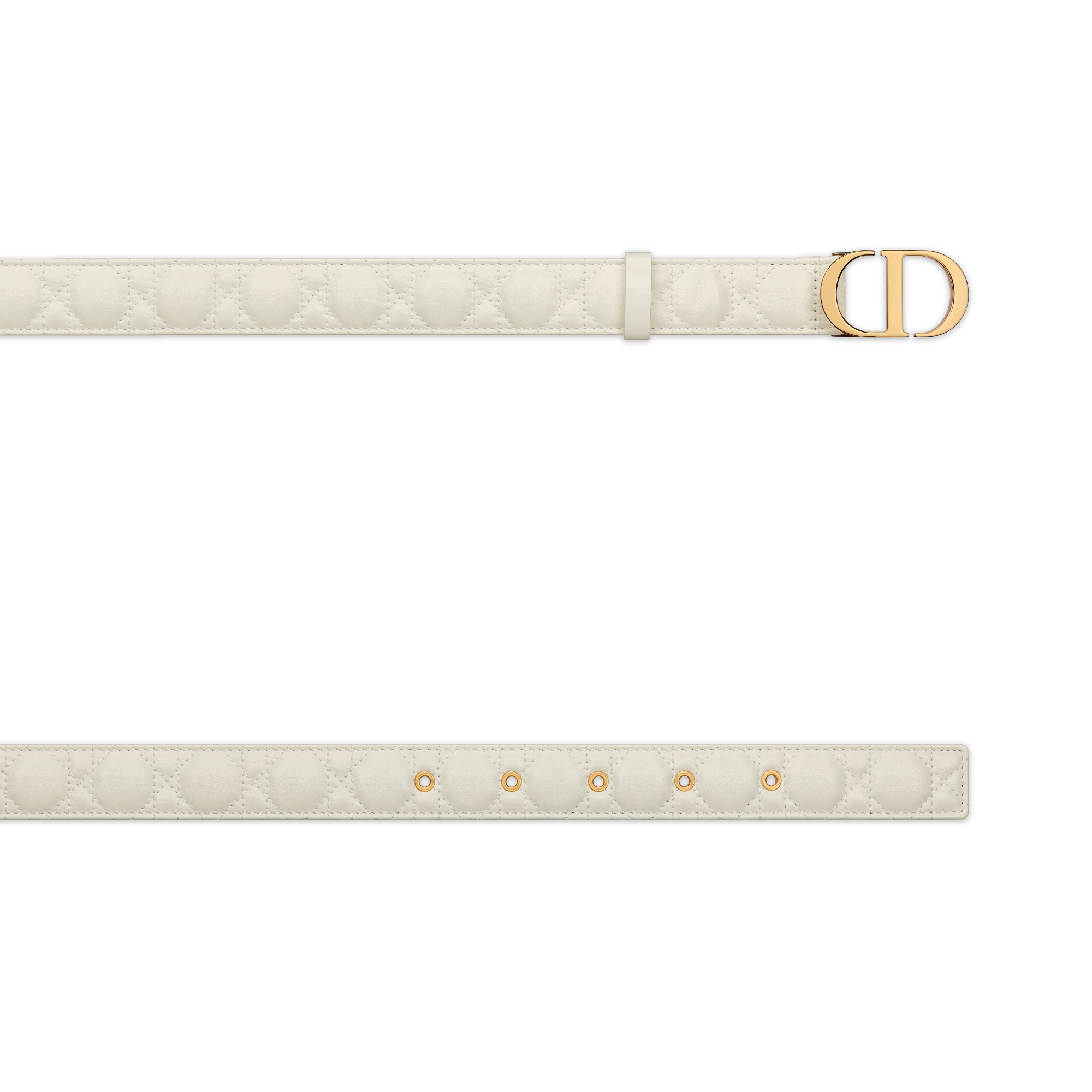 30 Montaigne 腰带 30 毫米奶白色牛皮革藤格纹 E06