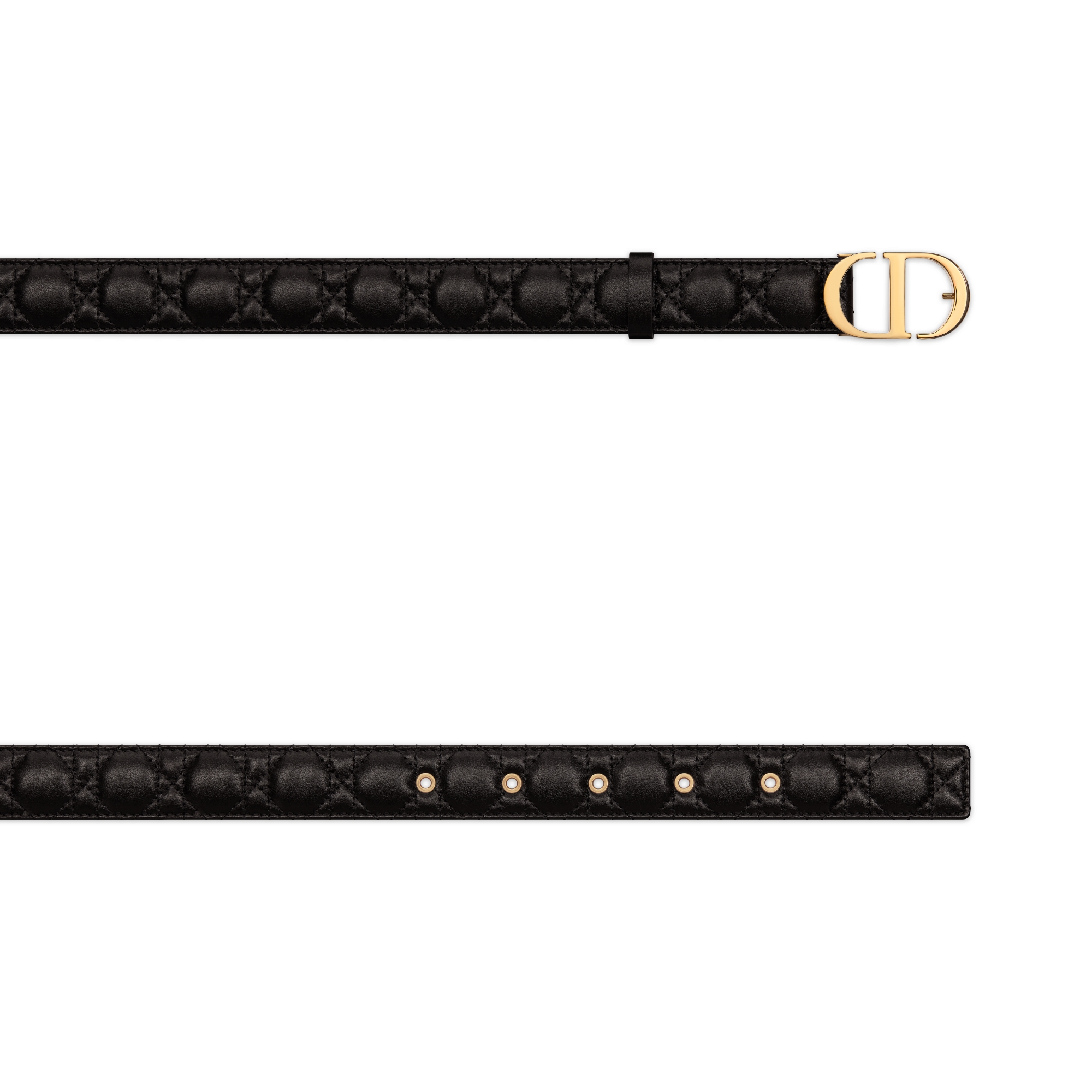 30 Montaigne 腰带 30 毫米黑色牛皮革藤格纹 E06