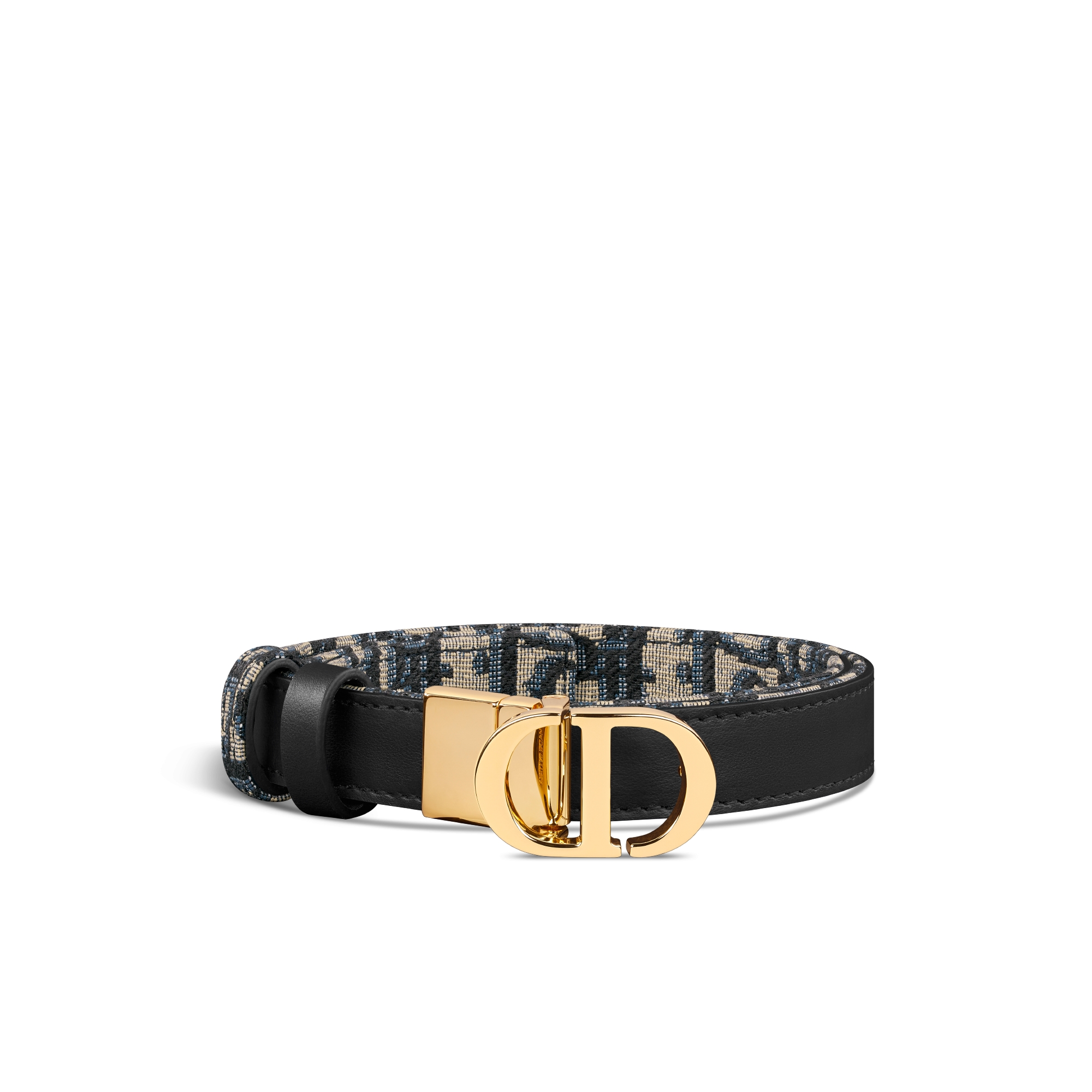 30 Montaigne 双面腰带 20 毫米蓝色光滑牛皮革和 Oblique 印花面料 E03