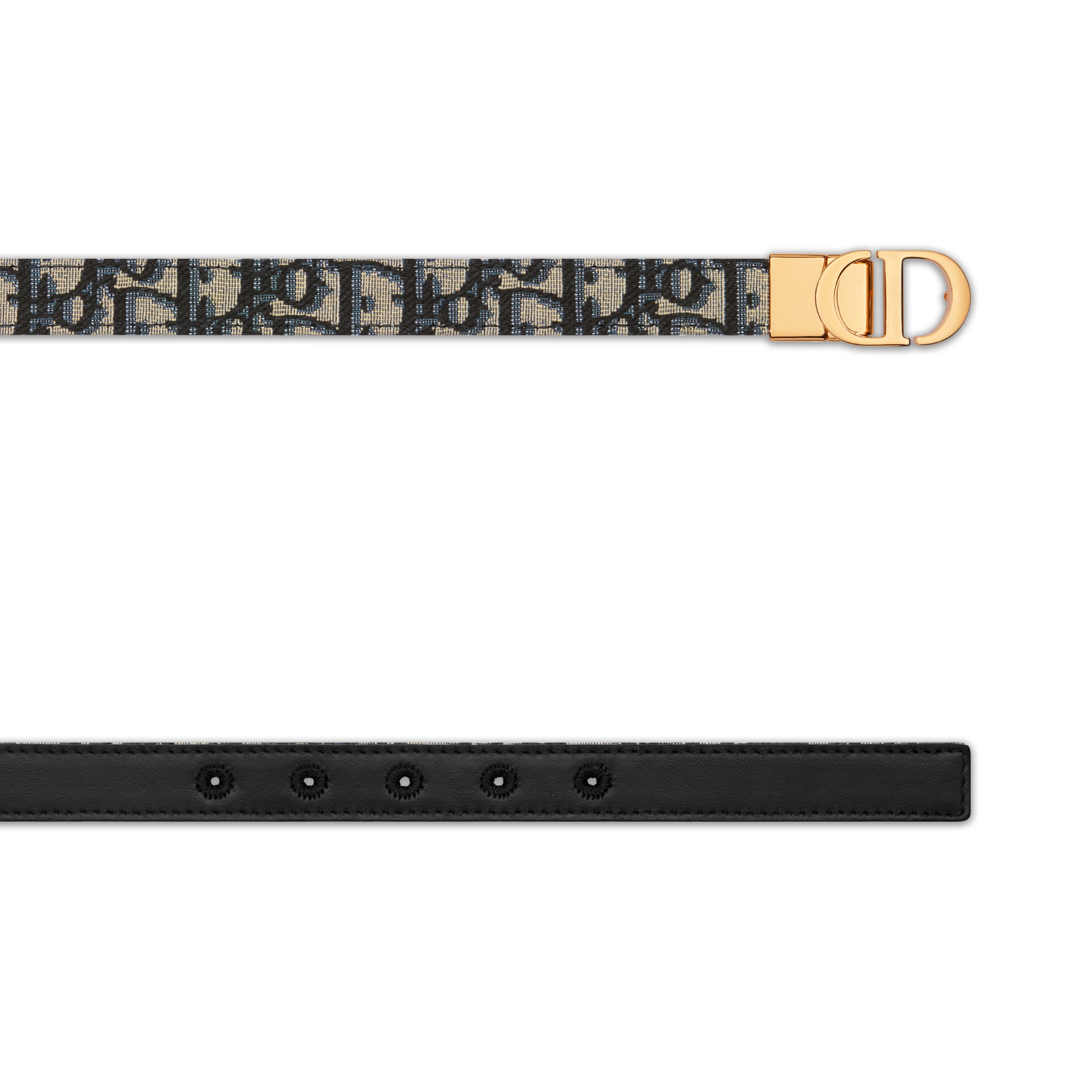 30 Montaigne 双面腰带 20 毫米蓝色光滑牛皮革和 Oblique 印花面料 E06