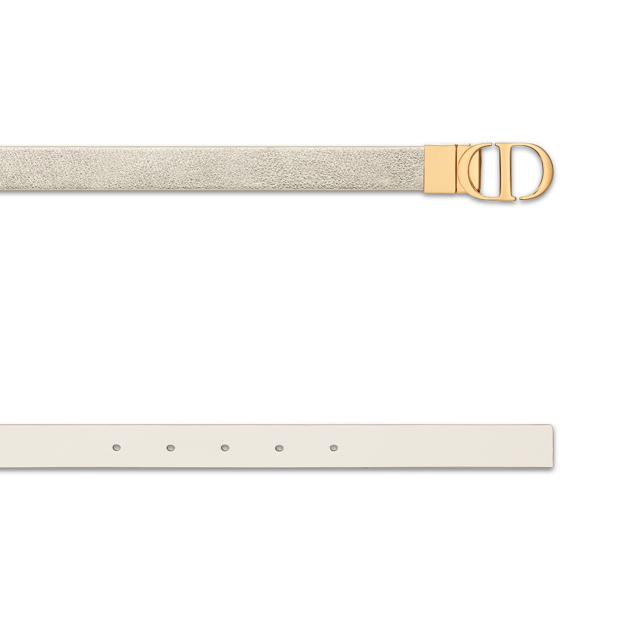 30 Montaigne 双面腰带 20 毫米金色调和奶白色光滑牛皮革 E06