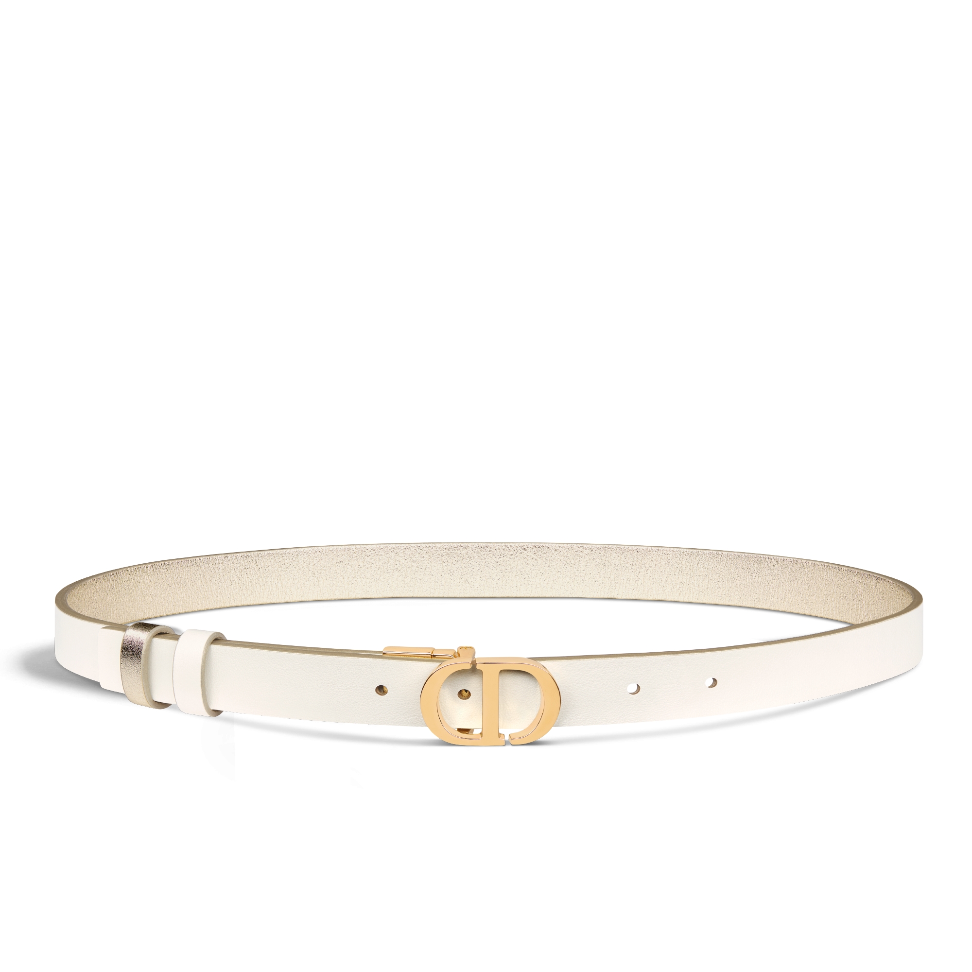 30 Montaigne 双面腰带 20 毫米金色调和奶白色光滑牛皮革 E07