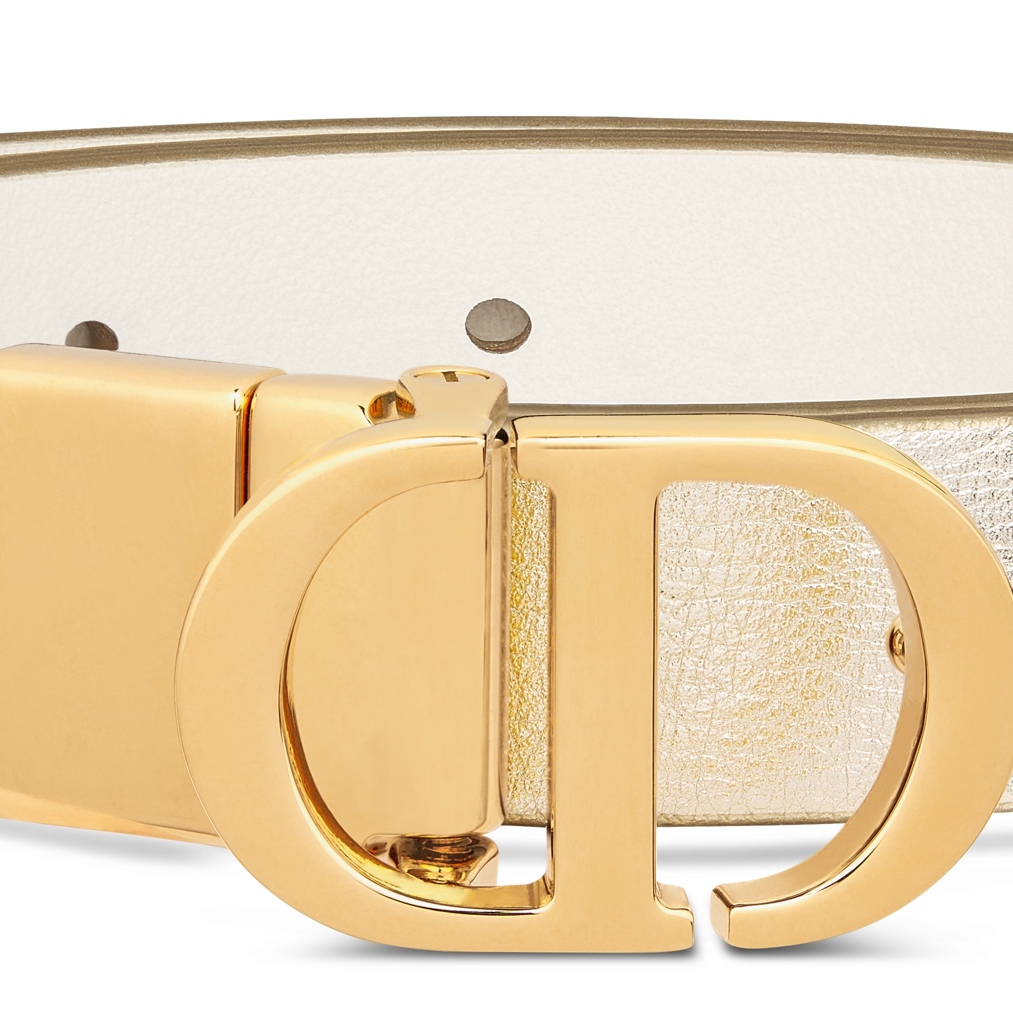 30 Montaigne 双面腰带 20 毫米金色调和奶白色光滑牛皮革 E09