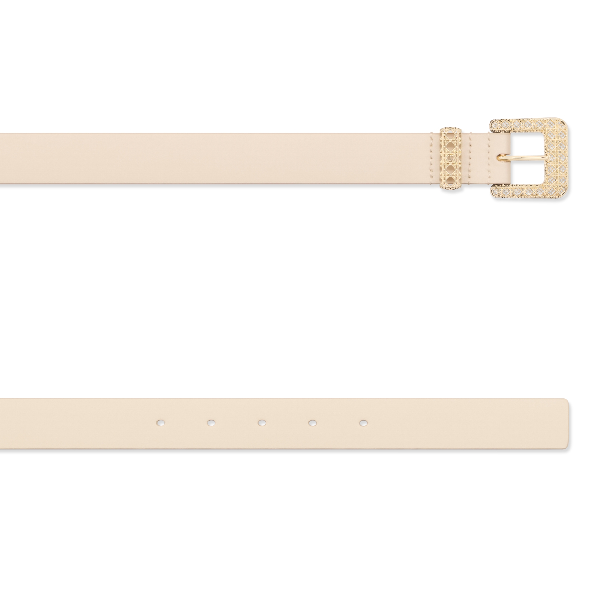 Dior Cannage 腰带 25 毫米浅米色光滑牛皮革 E06