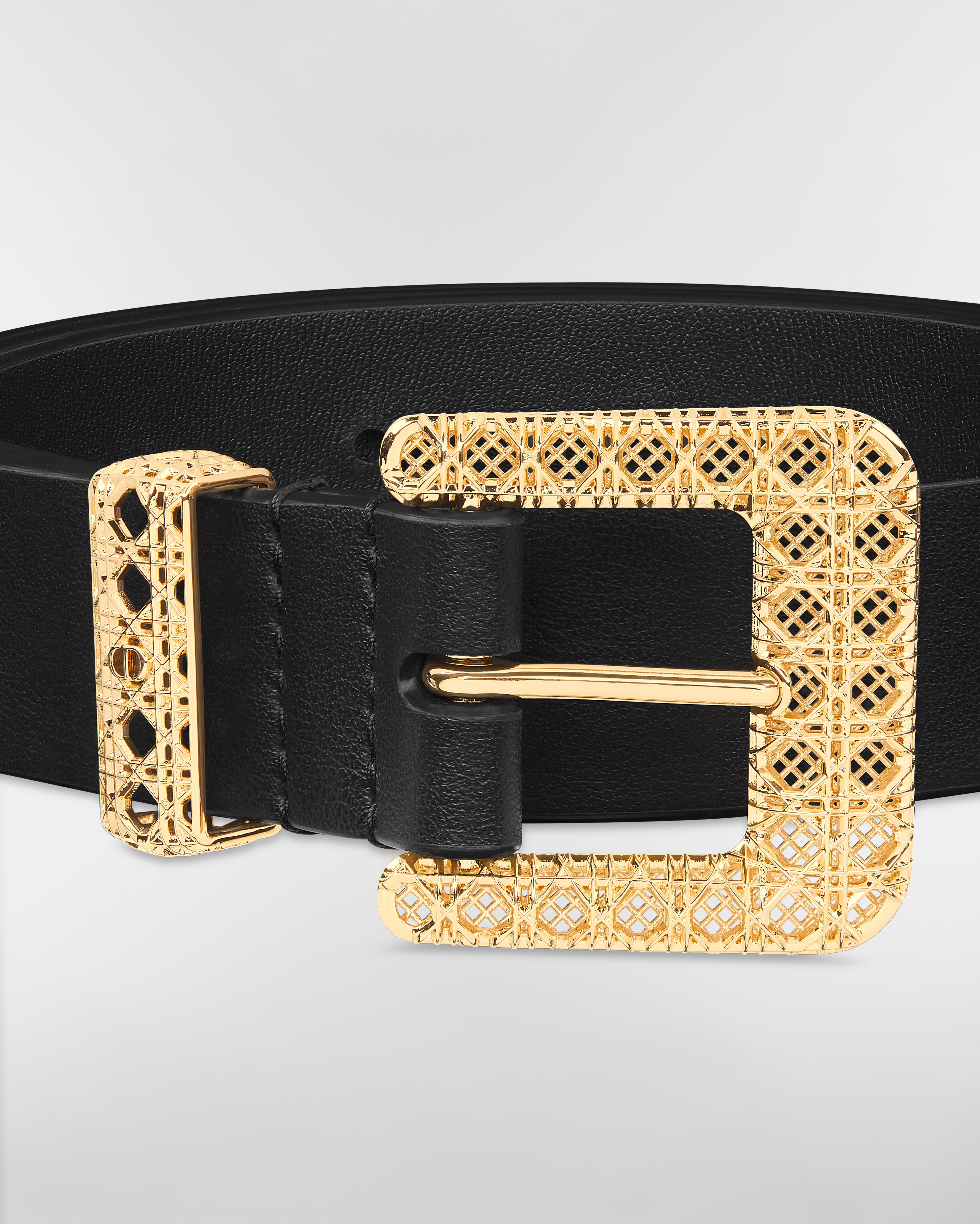 Dior Cannage 腰带 25 毫米黑色光滑牛皮革 E09