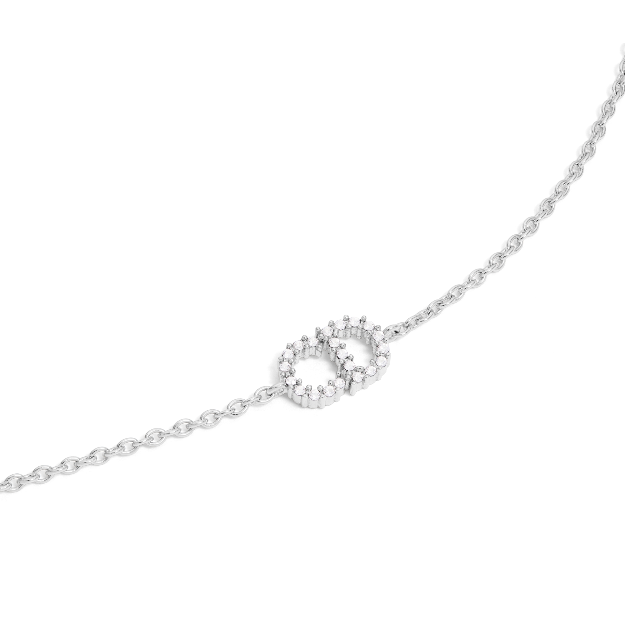 Clair D Lune 手链 银色饰面金属和白色仿水晶 E09