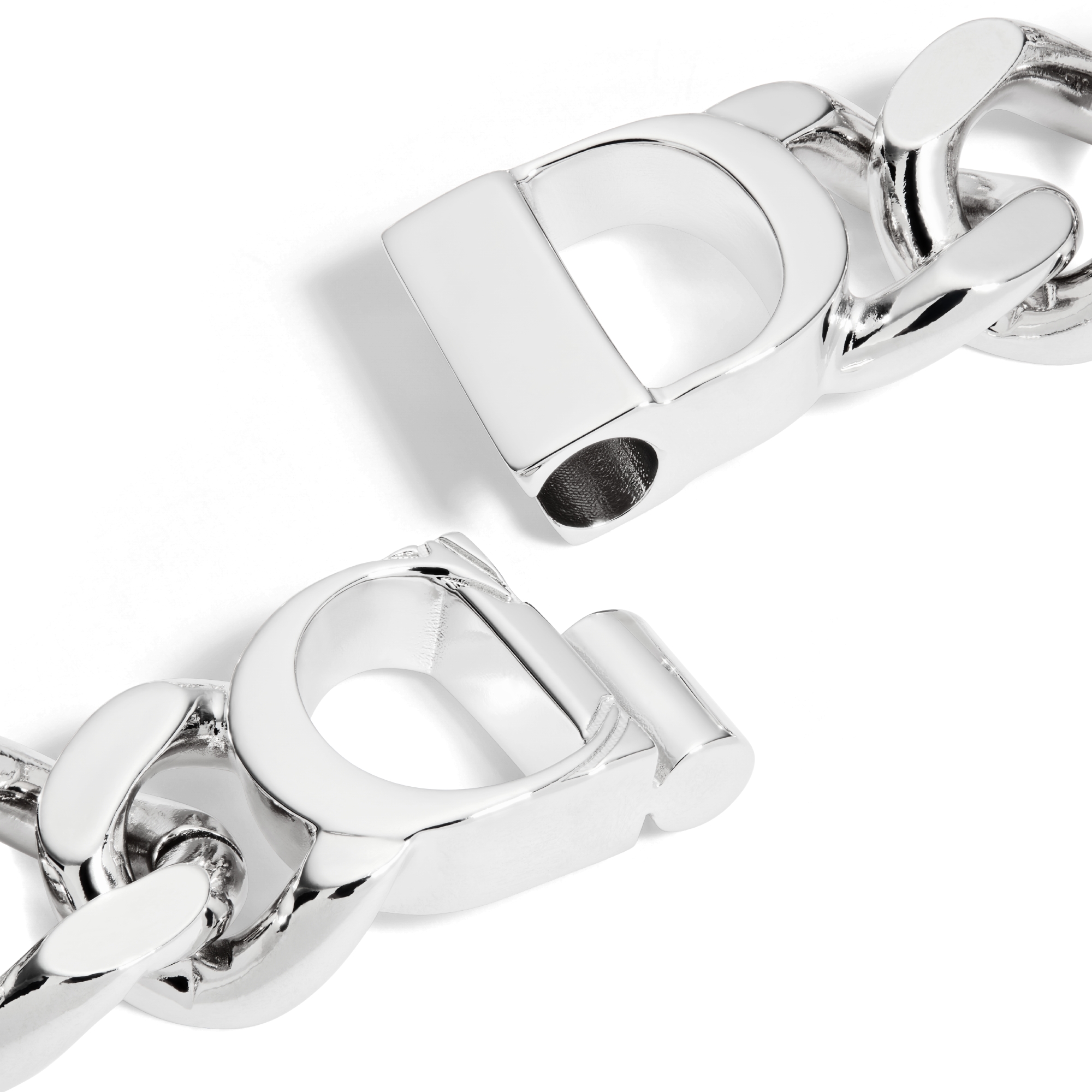 CD Icon 链环手链 银色饰面黄铜 E09