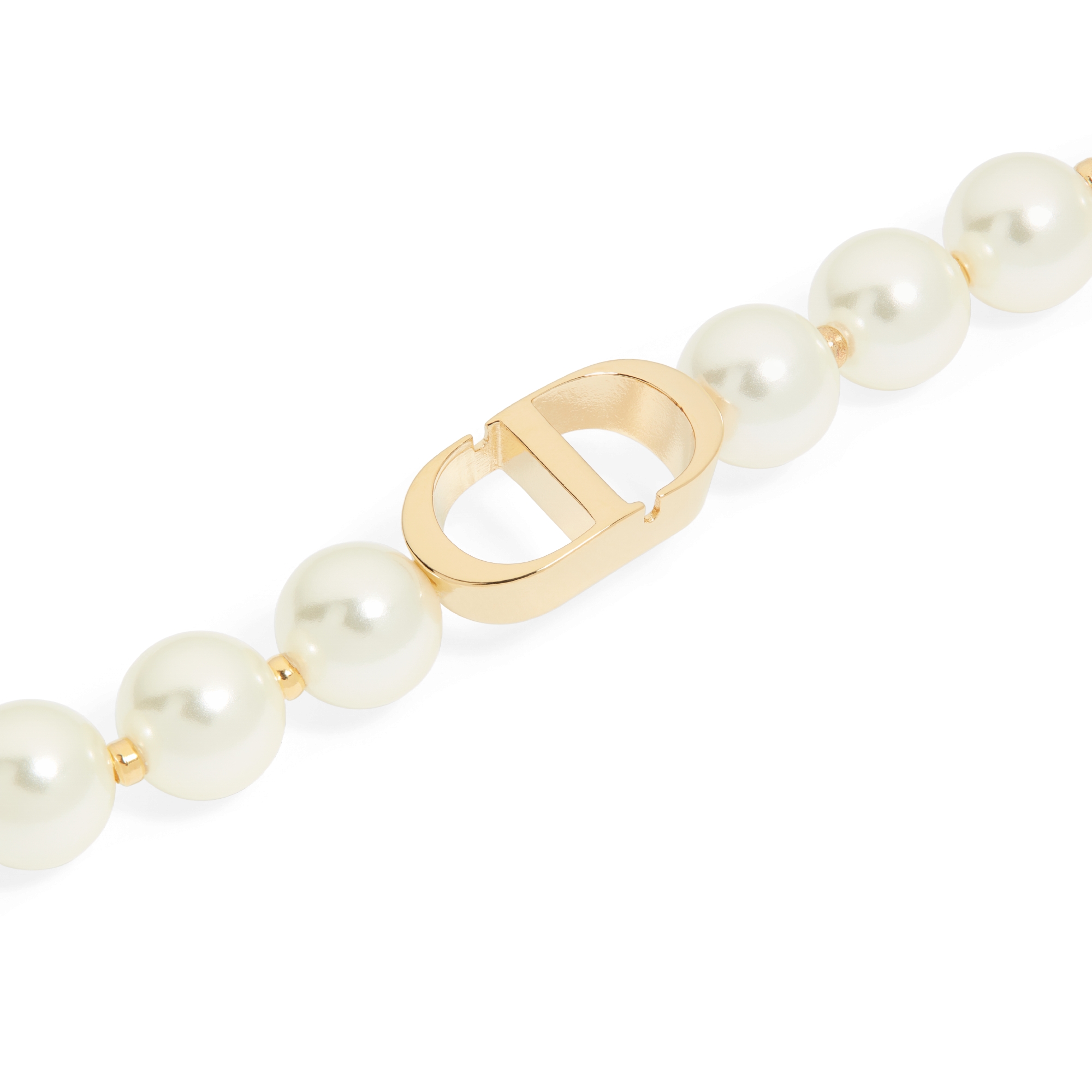 30 Montaigne 手链 金色饰面金属和白色树脂珠饰 E09