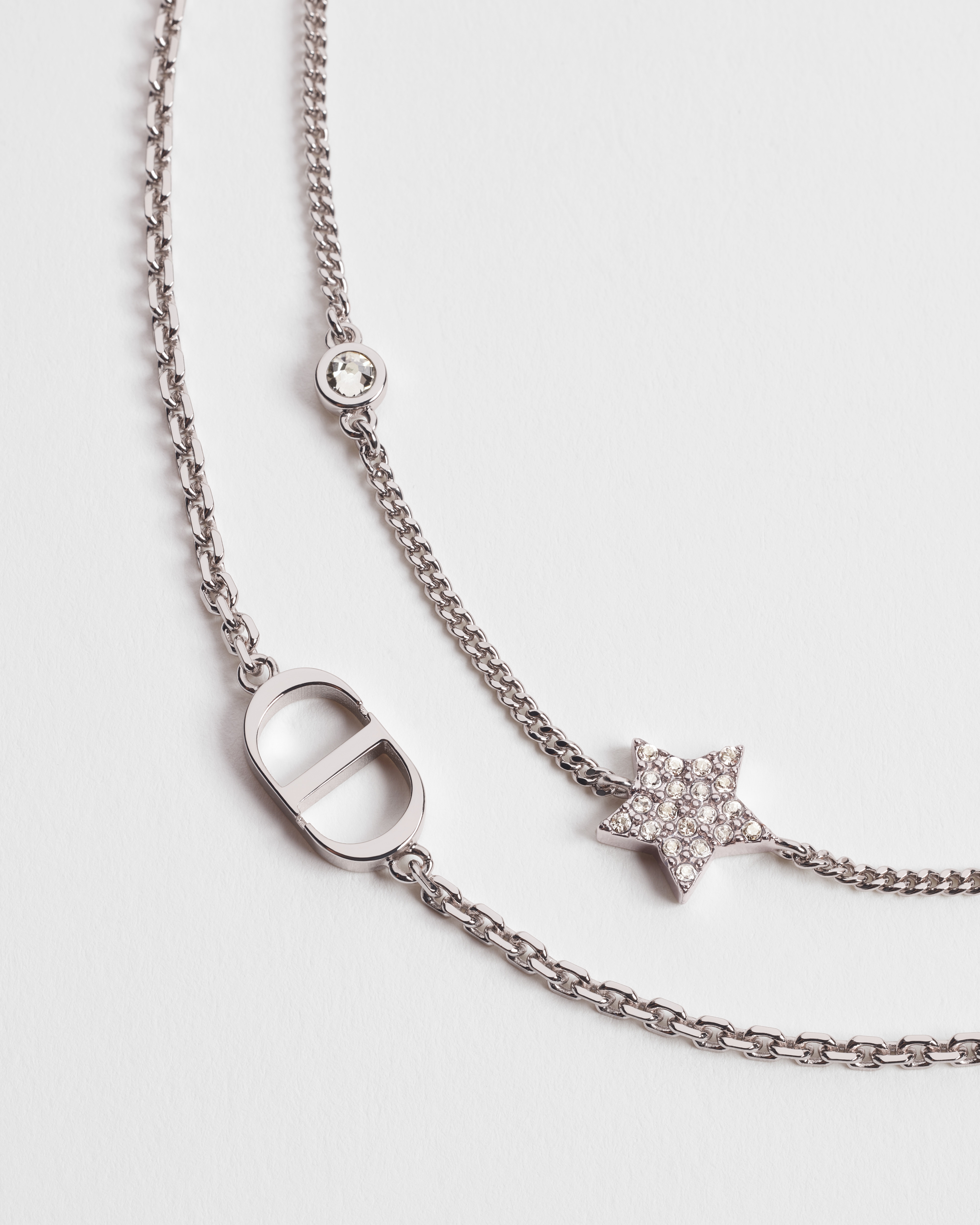 Petit CD 双链条手链 银色饰面金属和银色调仿水晶装饰 E09