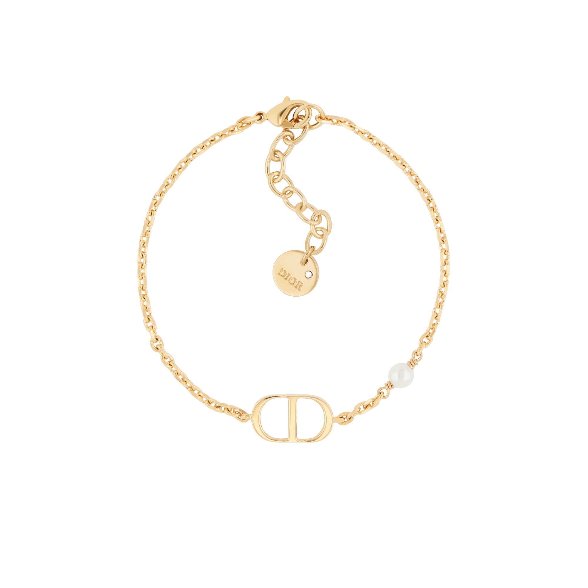 Petit CD 手链 金色饰面金属和白色树脂珠饰 E01