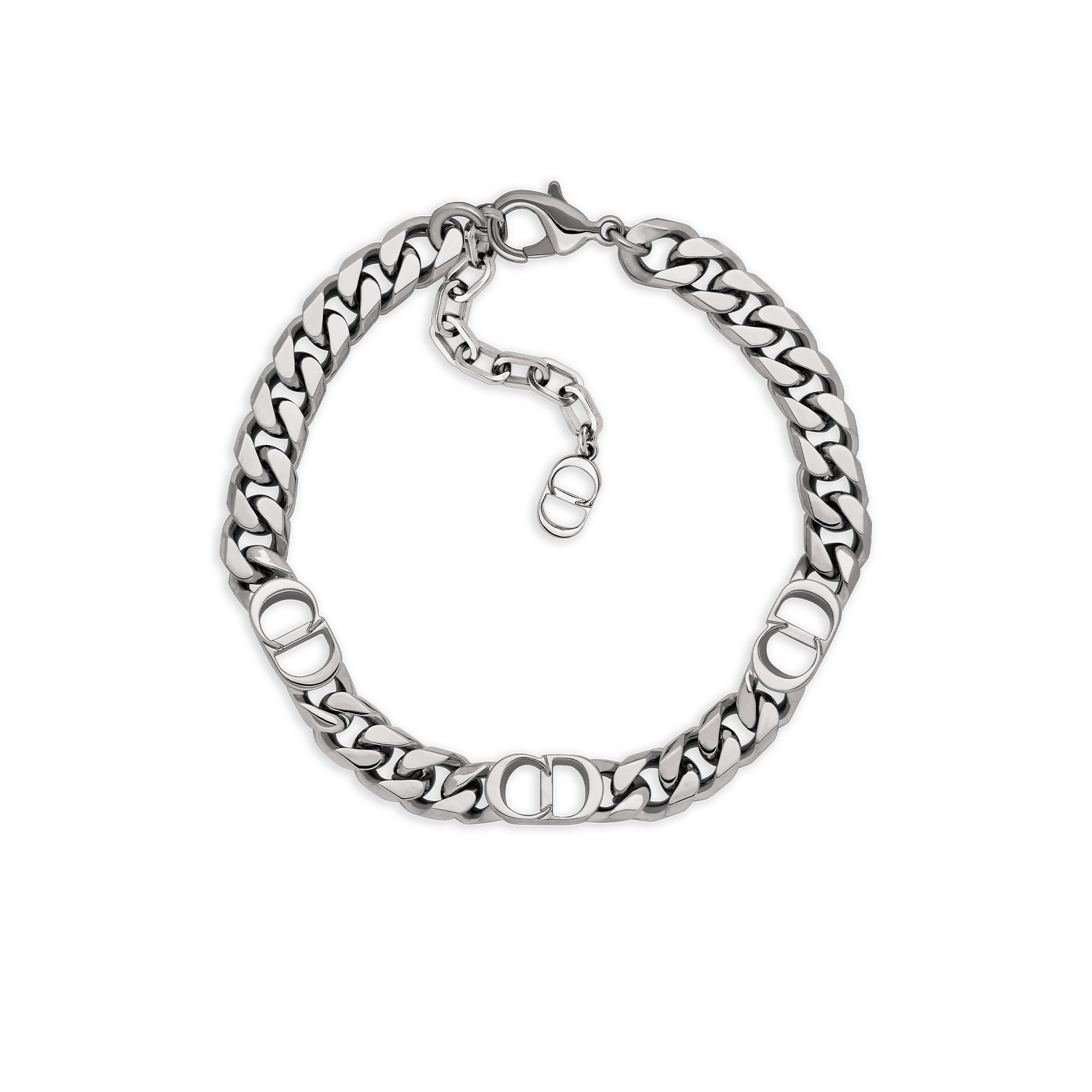 CD Icon 细链环手链 银色饰面黄铜 E01