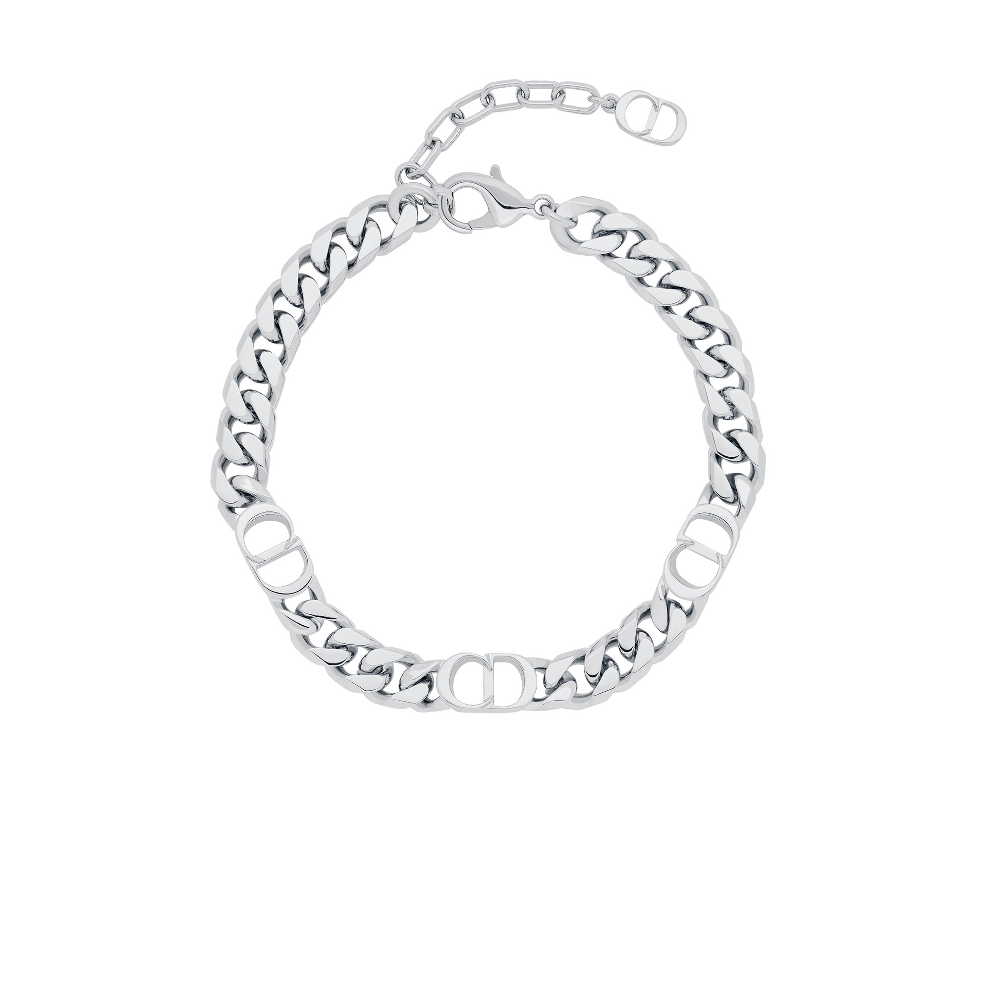 CD Icon 细链环手链 银色饰面黄铜 E06