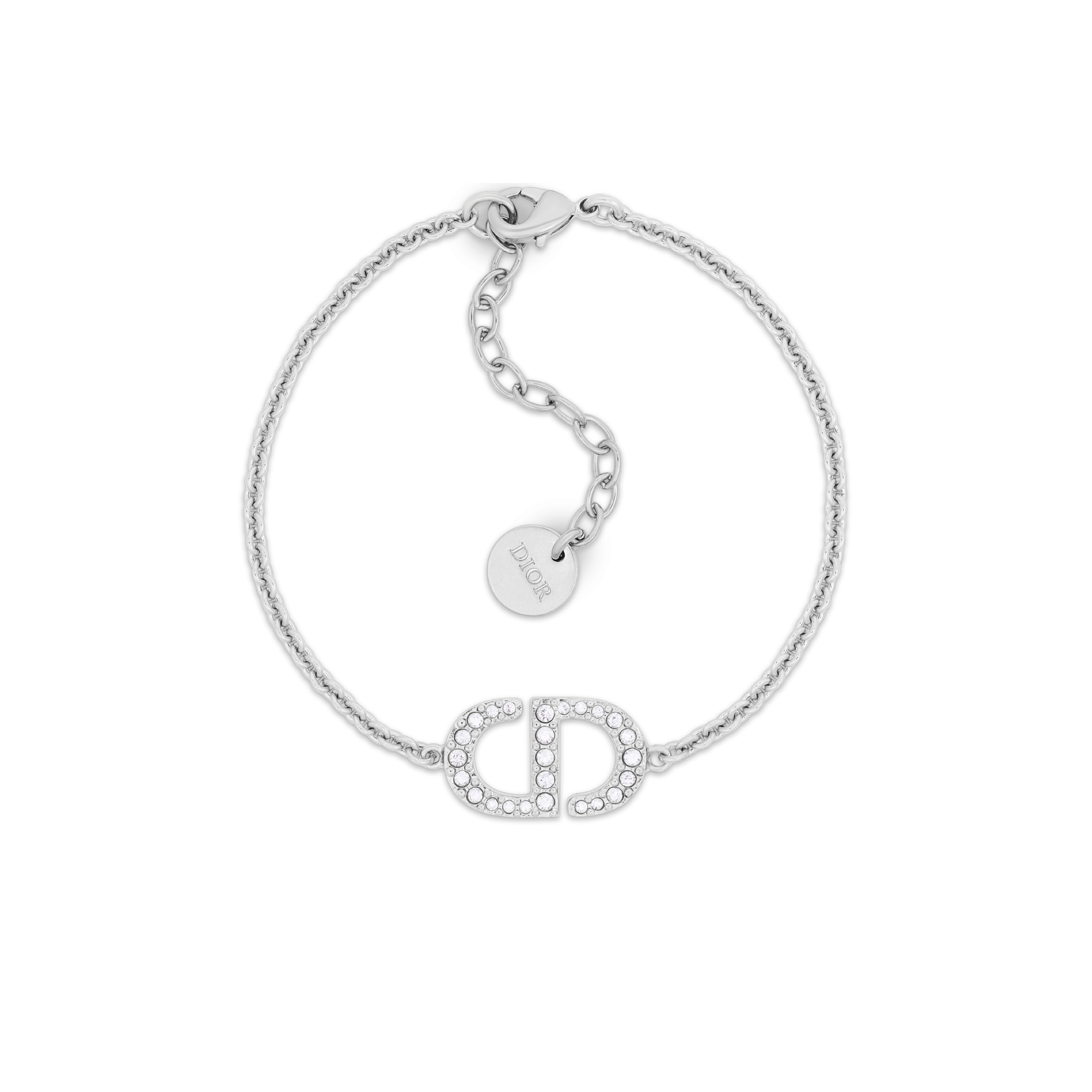 Petit CD 手链 银色饰面金属和闪亮晶体装饰 E01