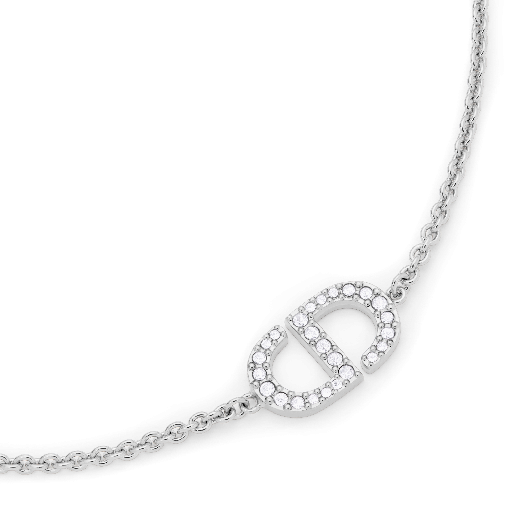 Petit CD 手链 银色饰面金属和闪亮晶体装饰 E09