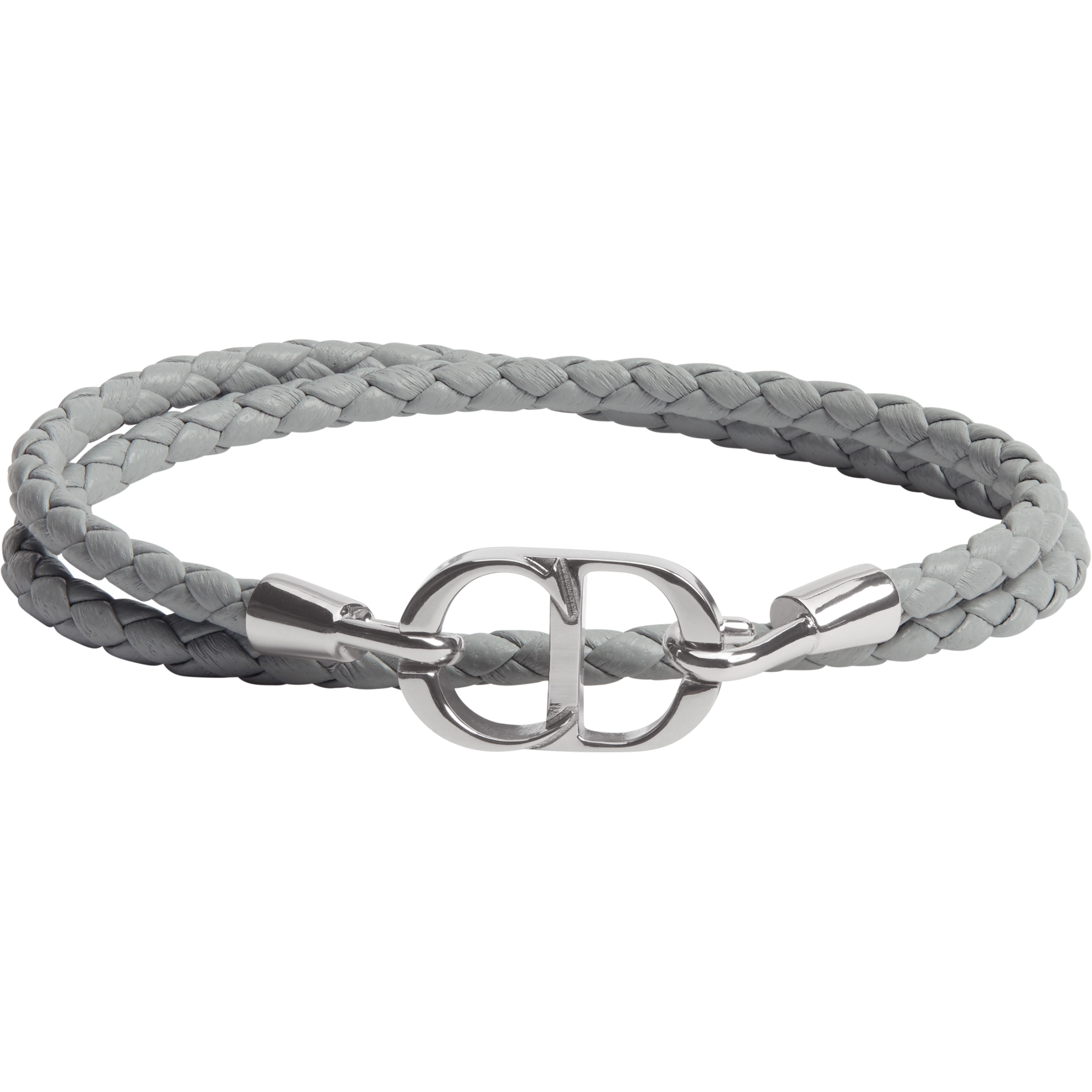  灰色羊皮革和银色饰面铜合金