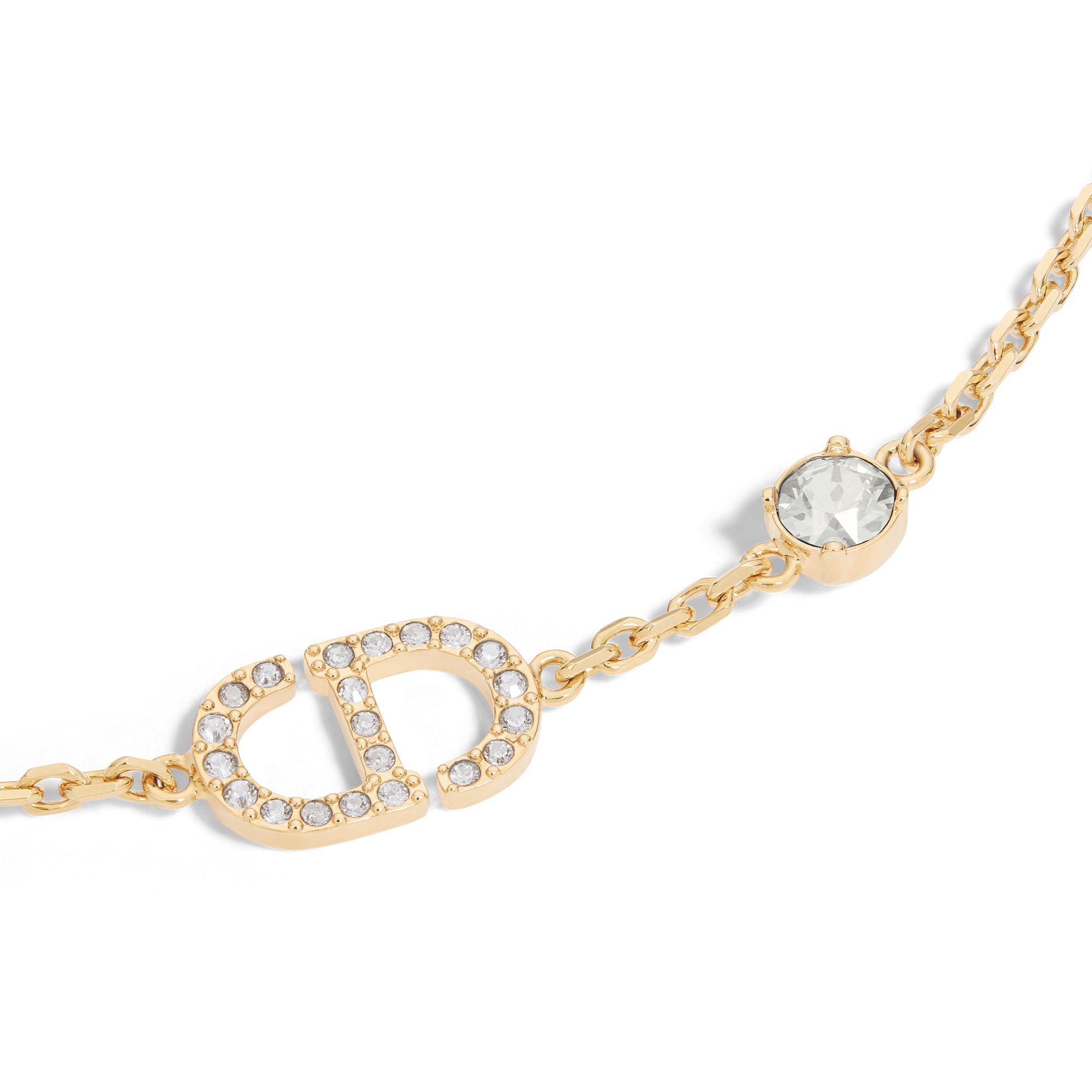 Petit CD 手链 金色饰面金属和白色仿水晶装饰 E09