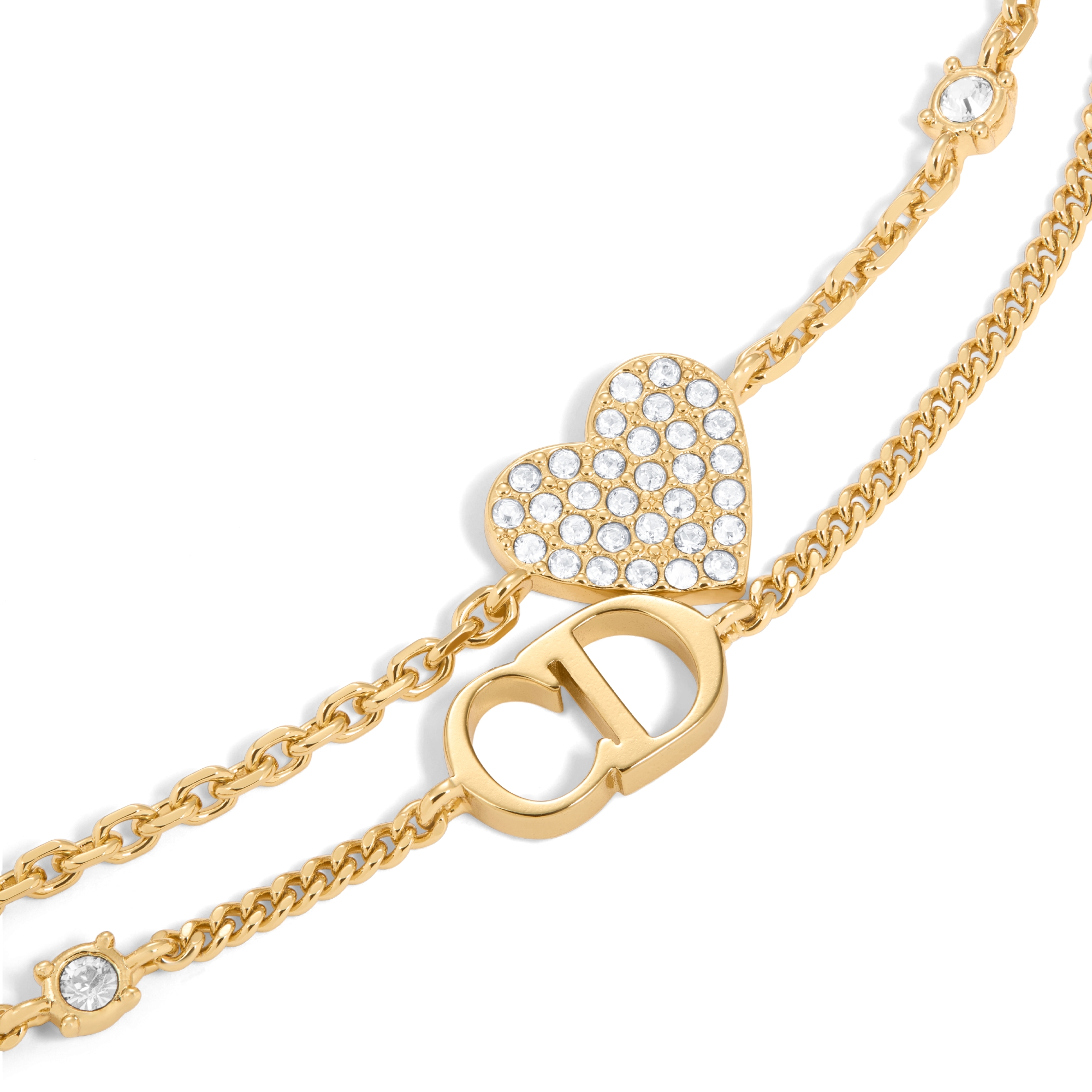 Clair D Lune 手链 金色饰面金属和银色调晶体装饰 E09