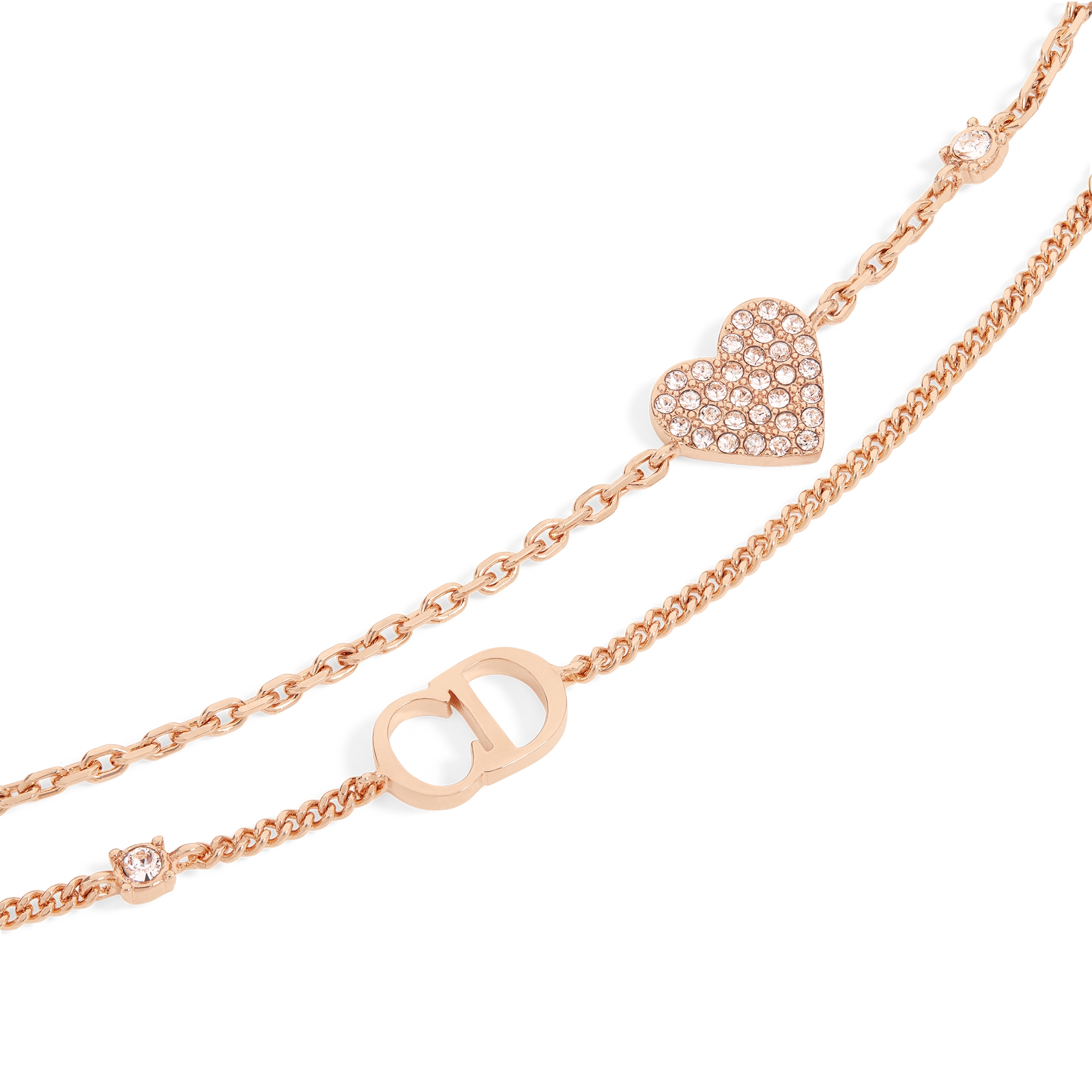 Clair D Lune 手链 粉色饰面金属和银色调晶体装饰 E09