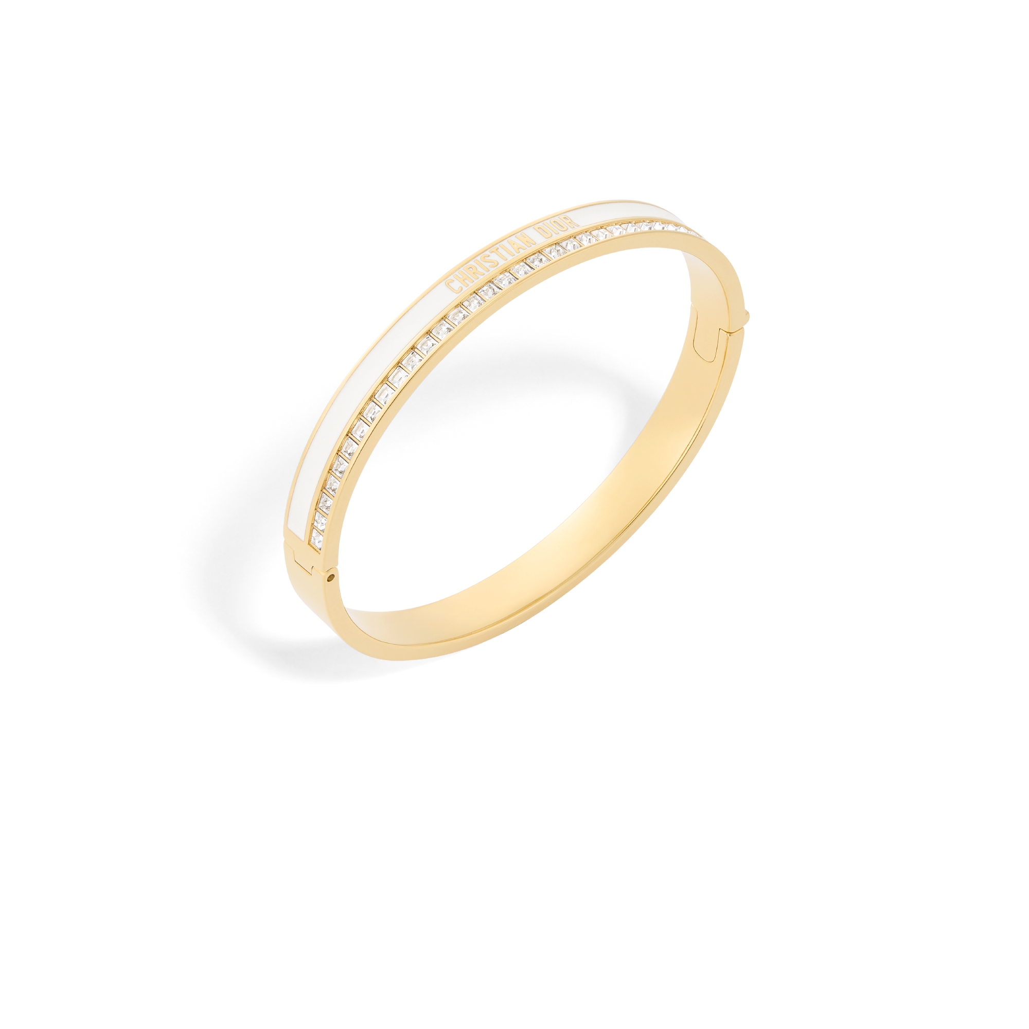 Dior Night Code 手镯 金色饰面金属、闪亮晶体和白色涂漆装饰 E03