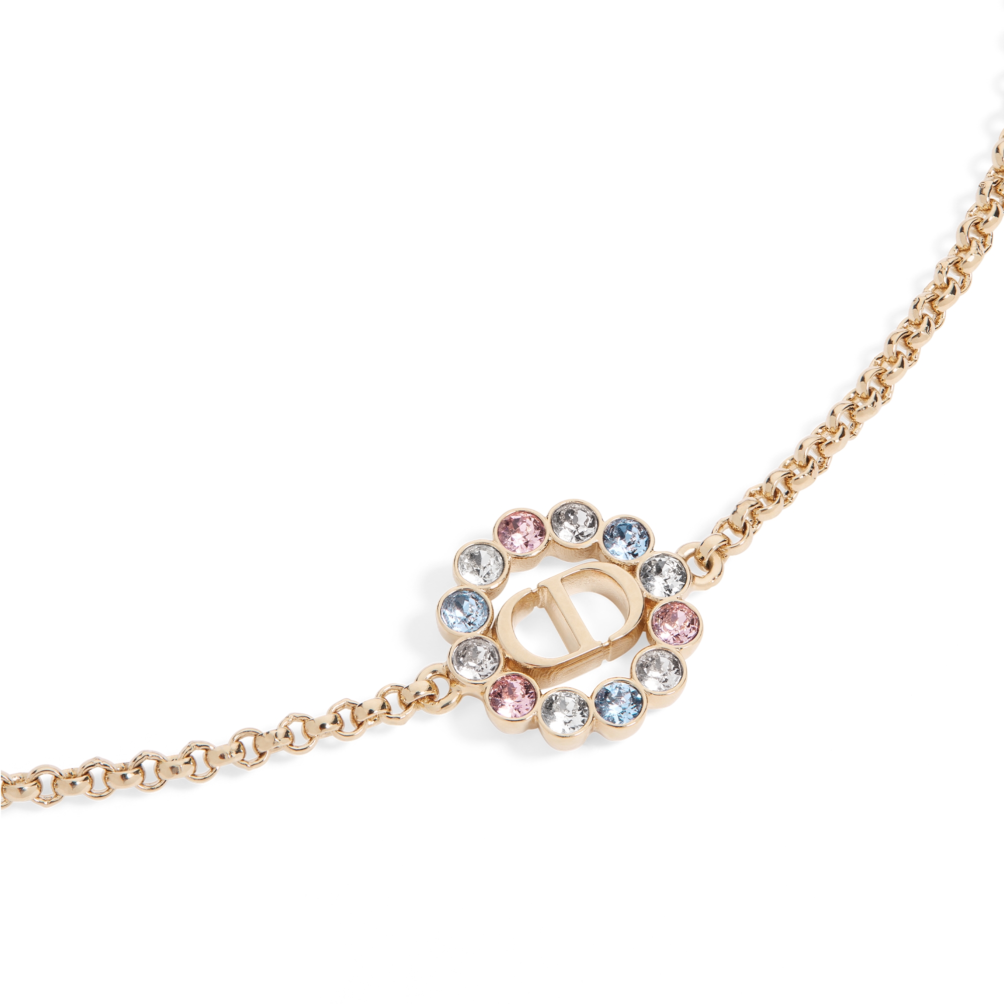 Petit CD Circle 手链 浅金色饰面金属和多色晶体装饰 E09