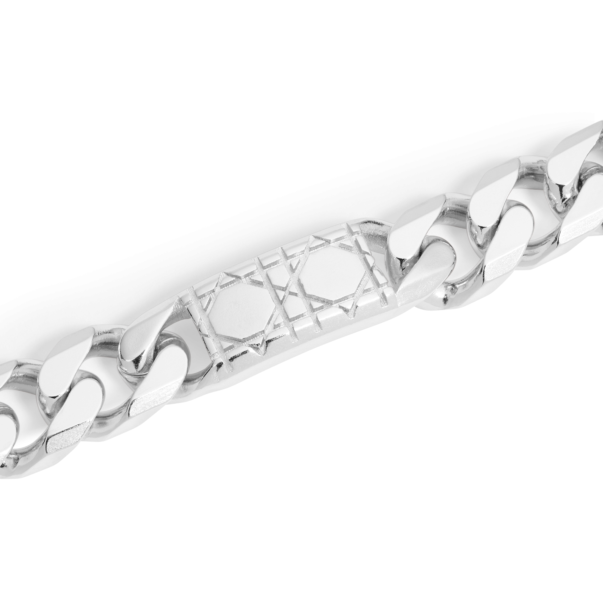 链环手链 银质藤格纹图案 E09