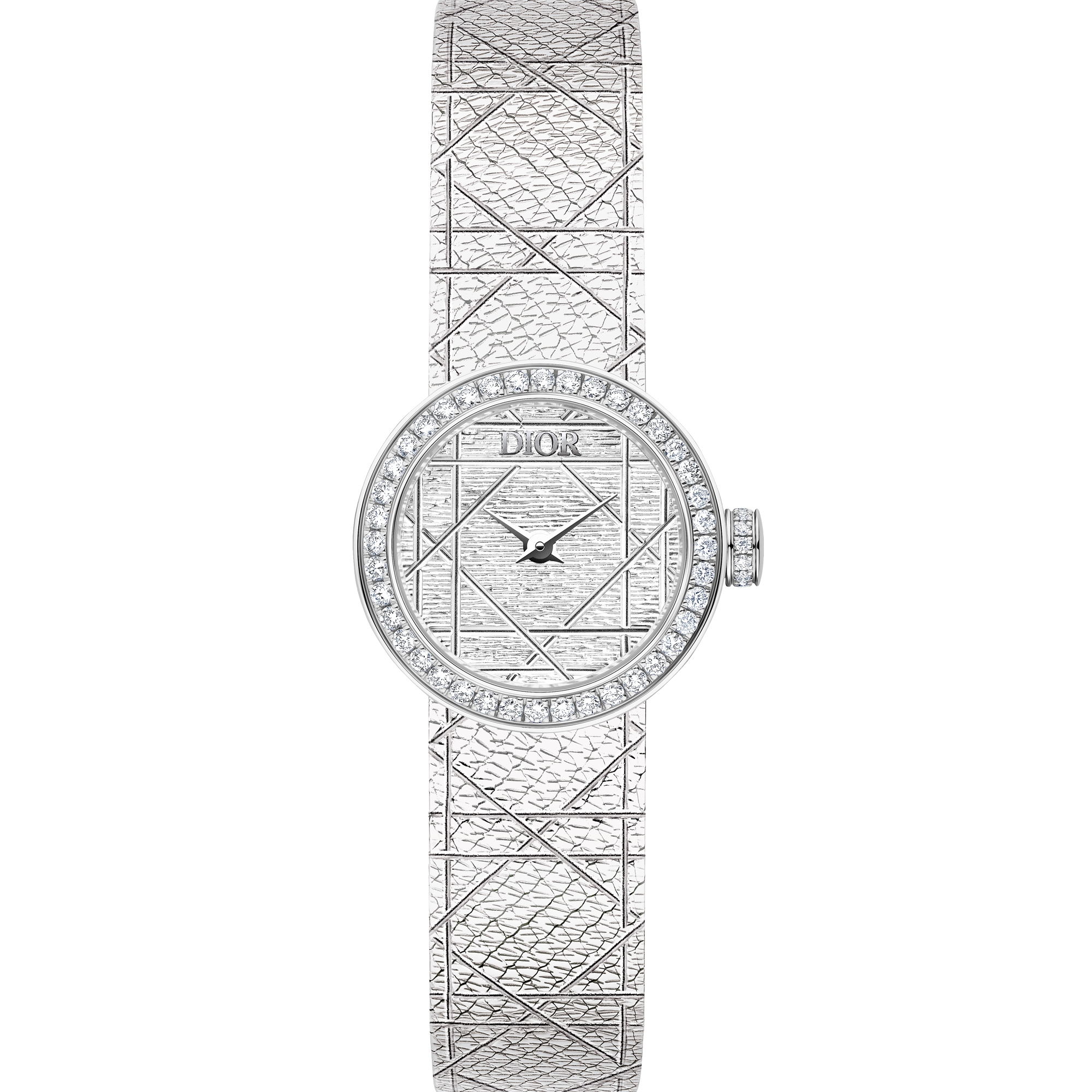 La Mini D My Dior 腕表 直径 19 毫米，钢和钻石 E06